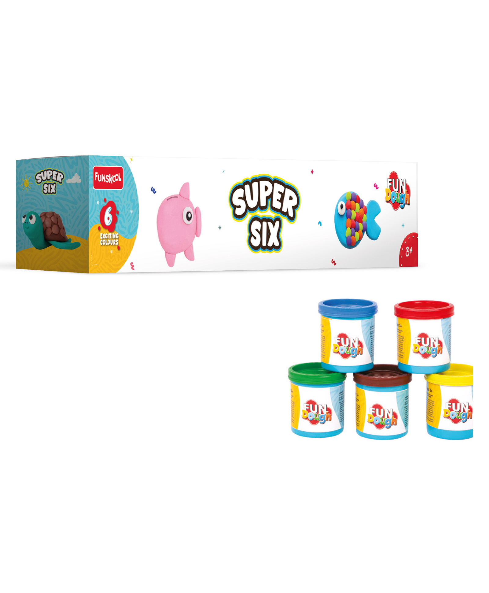 Fun Dough Funskool Super Six Pack Of Color Fun Doh - 6 Colors-image-15