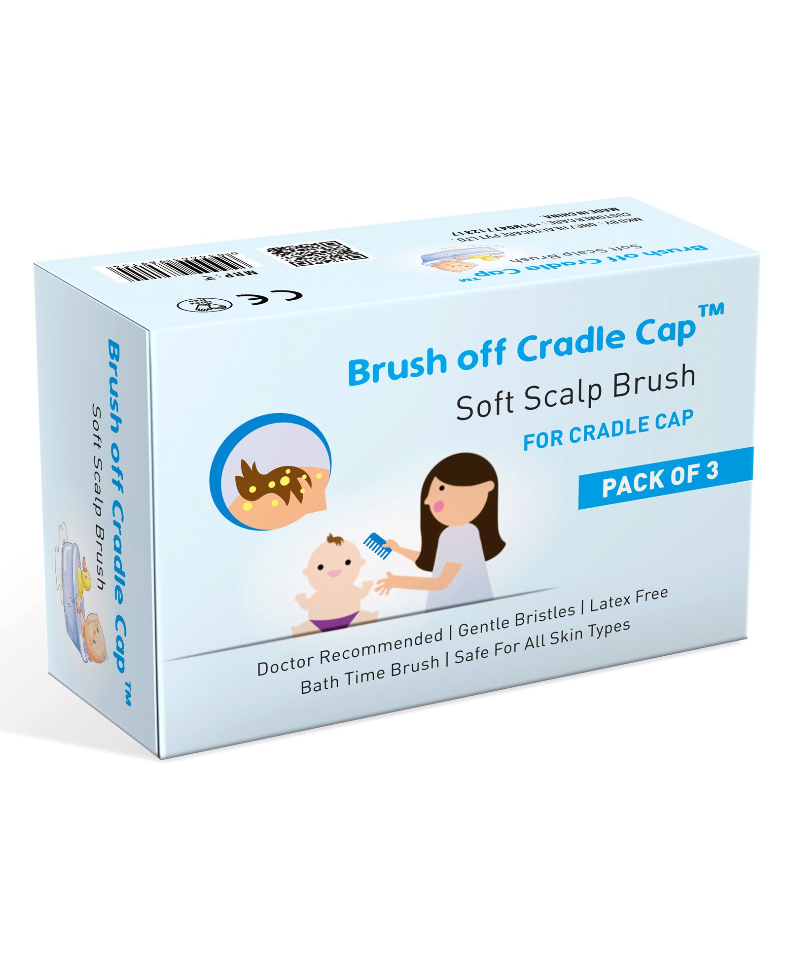 Brush Off Cradle Cap Soft Scalp Brush Pack of 3 - White-image-12