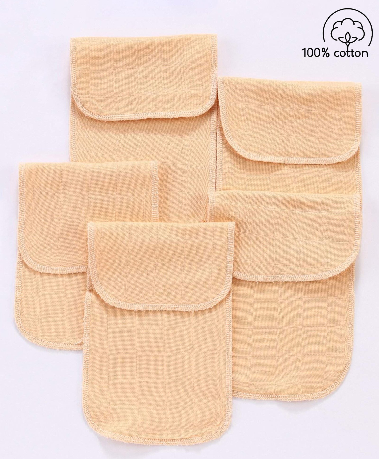 Babyhug  Muslin Cotton Cloth Nappy Insert  Pack Of 5 - Peach-image-24