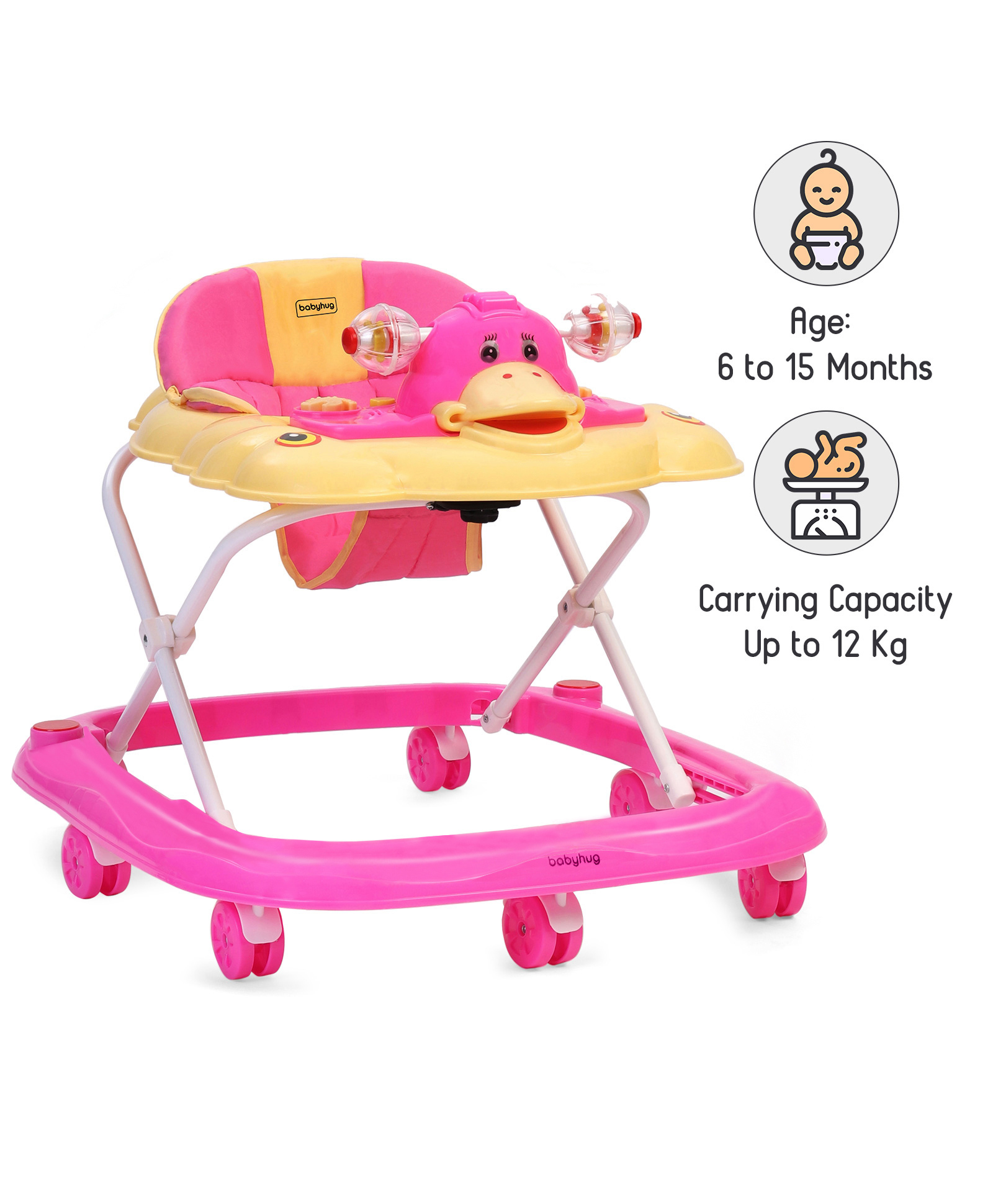 babyhug walker height adjustment