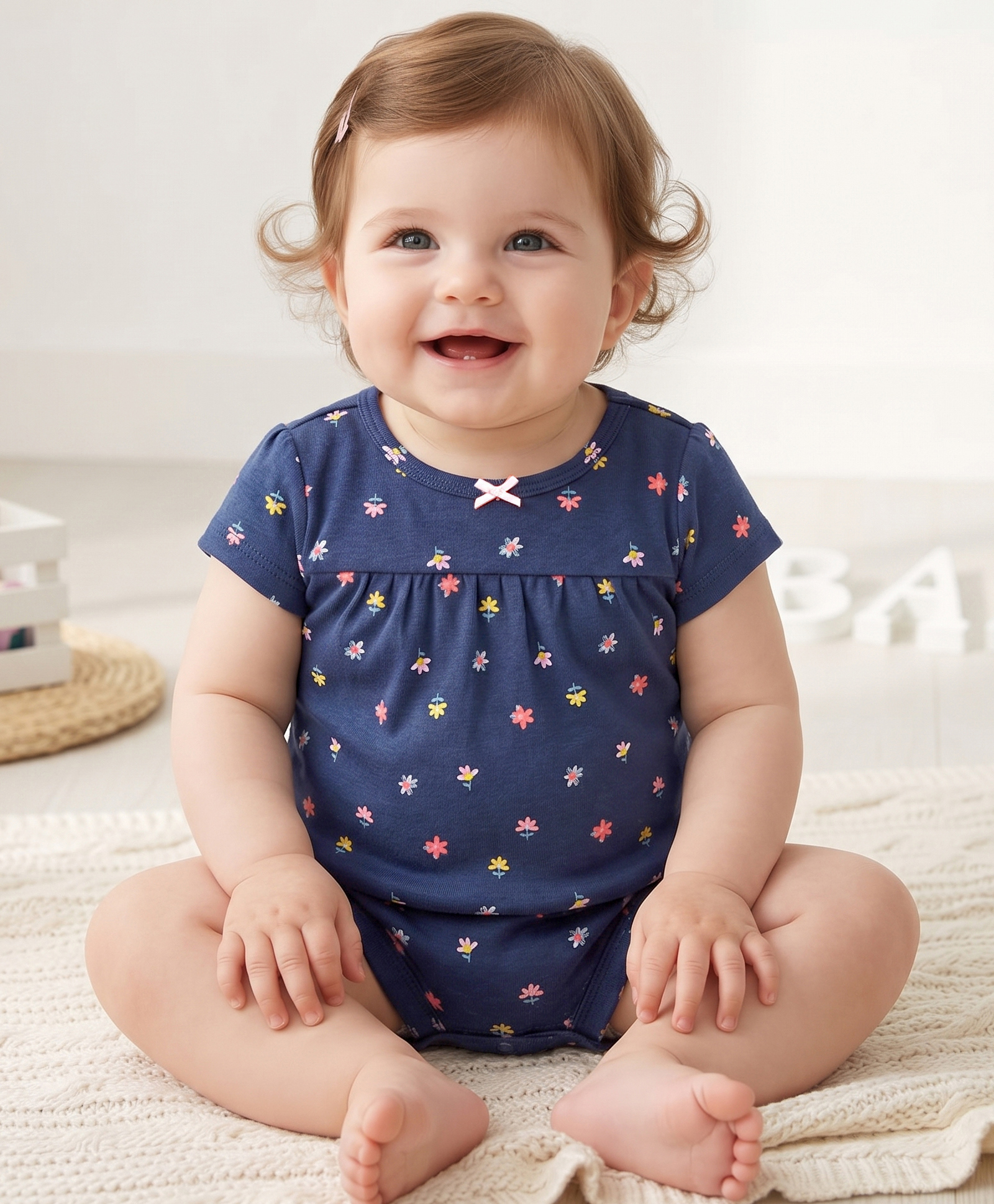 Carter's Floral Onesie - Navy Blue-image-26