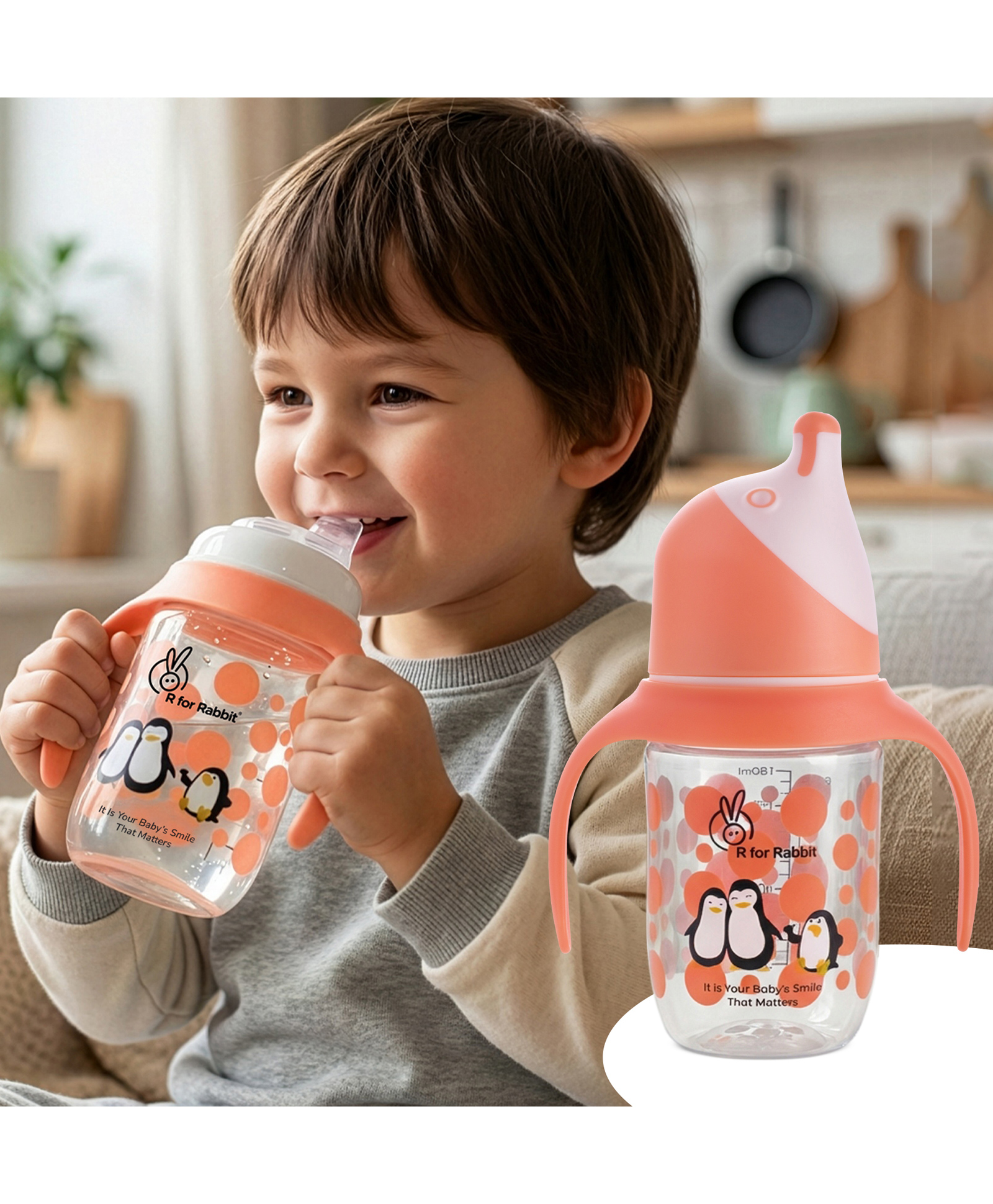 R for Rabbit Premium Penguin Spout Sipper Orange - 180 ml-picture-40