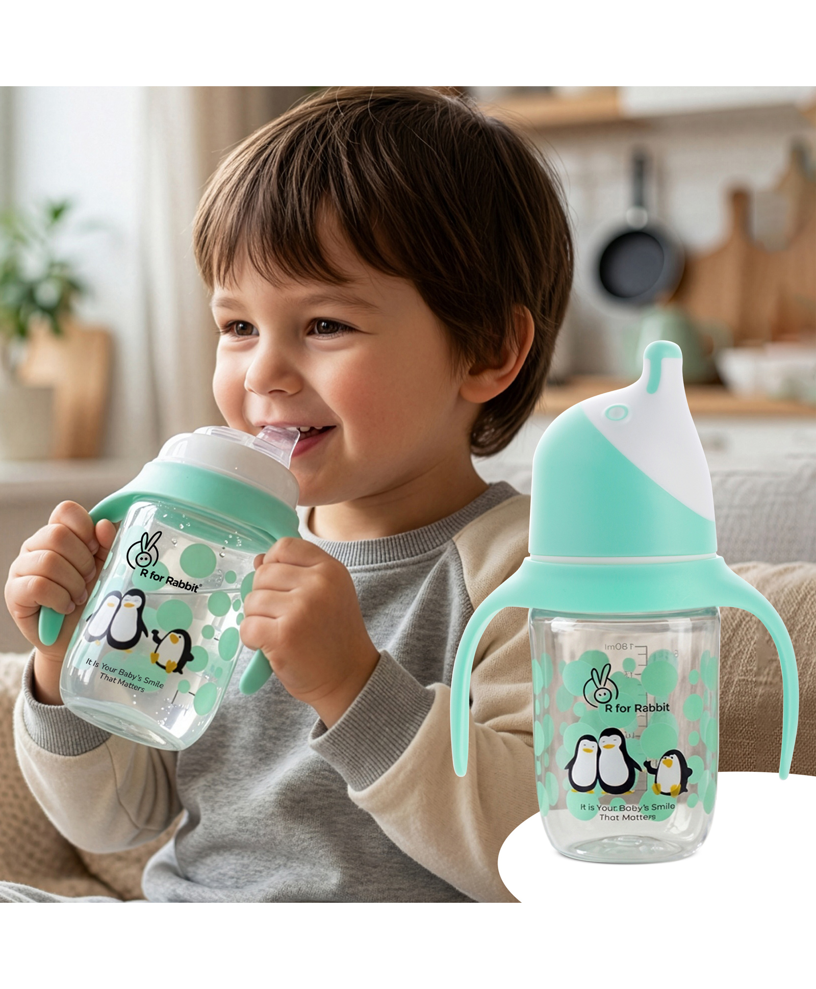 R for Rabbit Premium Penguin Spout Sipper Green - 180 ml-picture-22