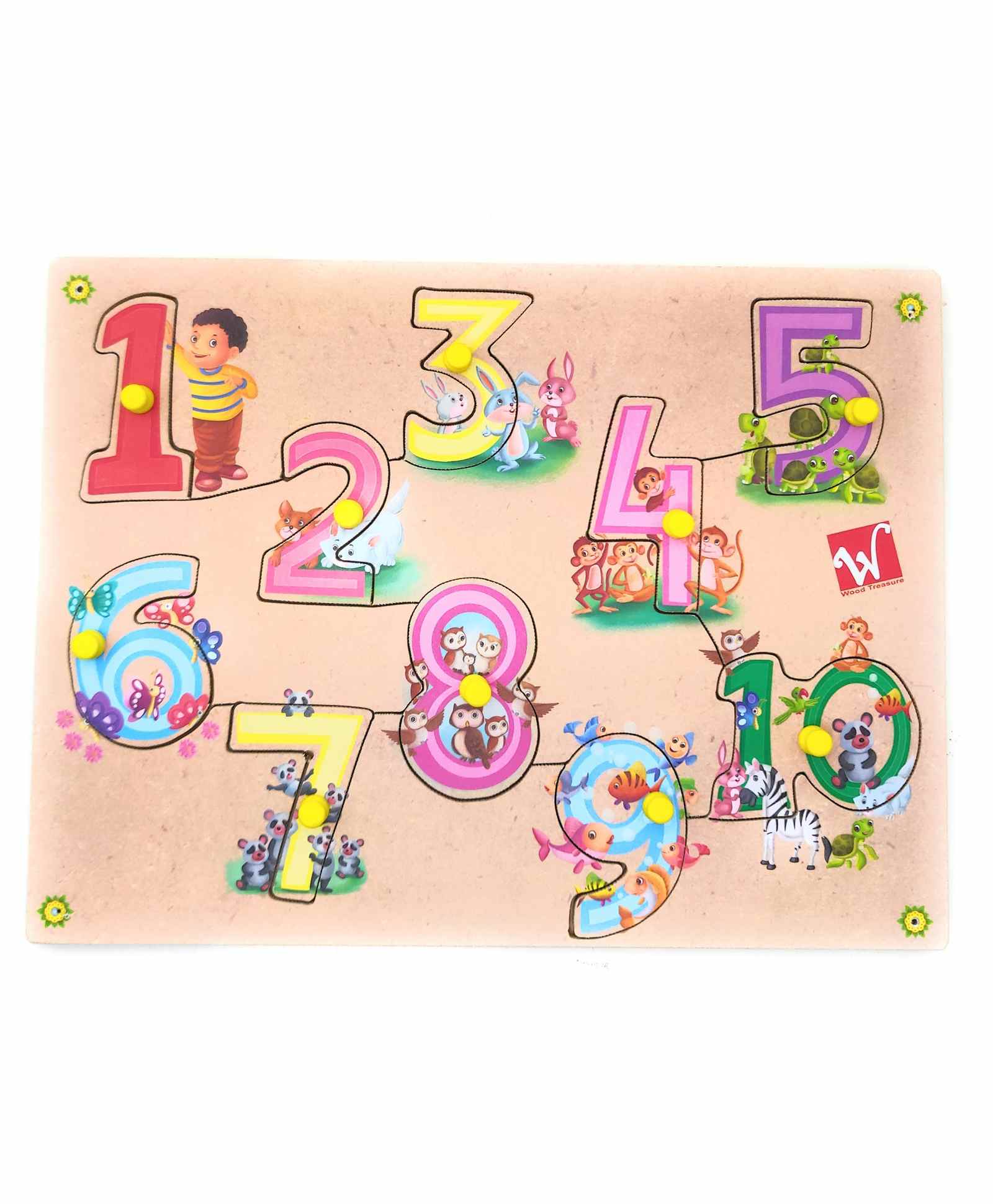 FunBlast Wooden Number Knobs Board Puzzle Multicolor - 10 Pieces-picture-15