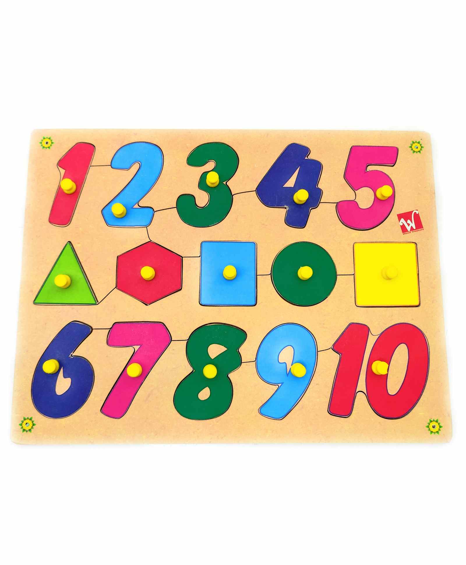 FunBlast Wooden Number & Shape Knobs Board Puzzle Multicolor - 15 Pieces-picture-26