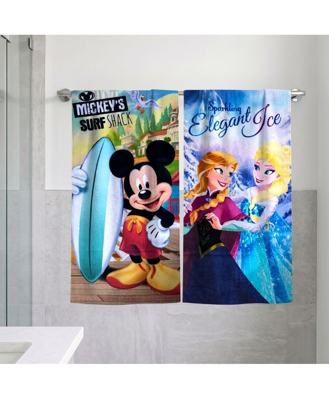 Athom Trendz Disney Mickey & Frozen Bath Towel Pack of 2 - Multicolor-image-39
