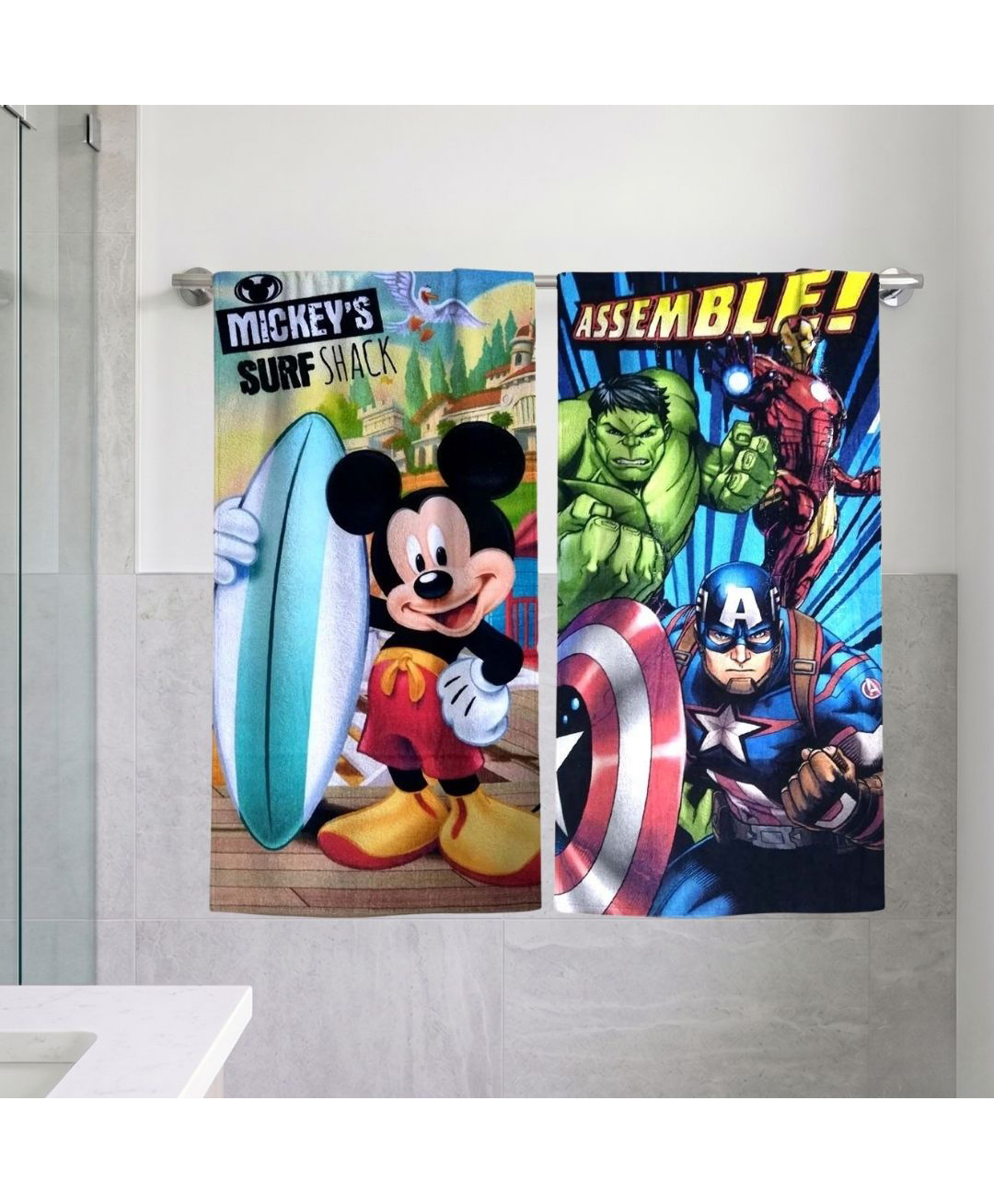 Athom Trendz Disney Mickey & Marvel Avengers Bath Towel Pack of 2 - Multicolor-picture-48