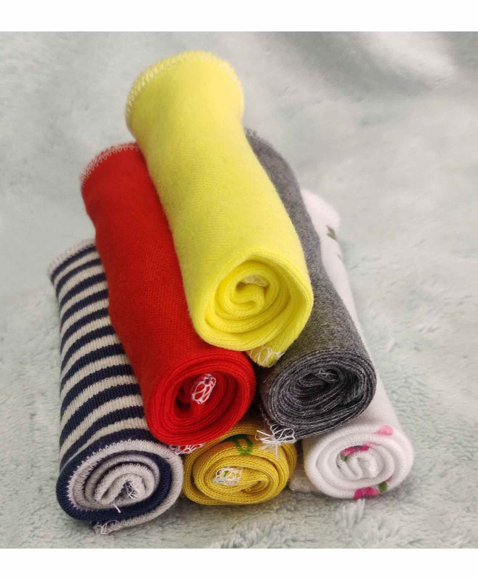 Lollipop Lane 100% Hosiery Cotton Reusable Wash Cloths Pack of 6 (Color & Design May Vary) - Multicolor-picture-12