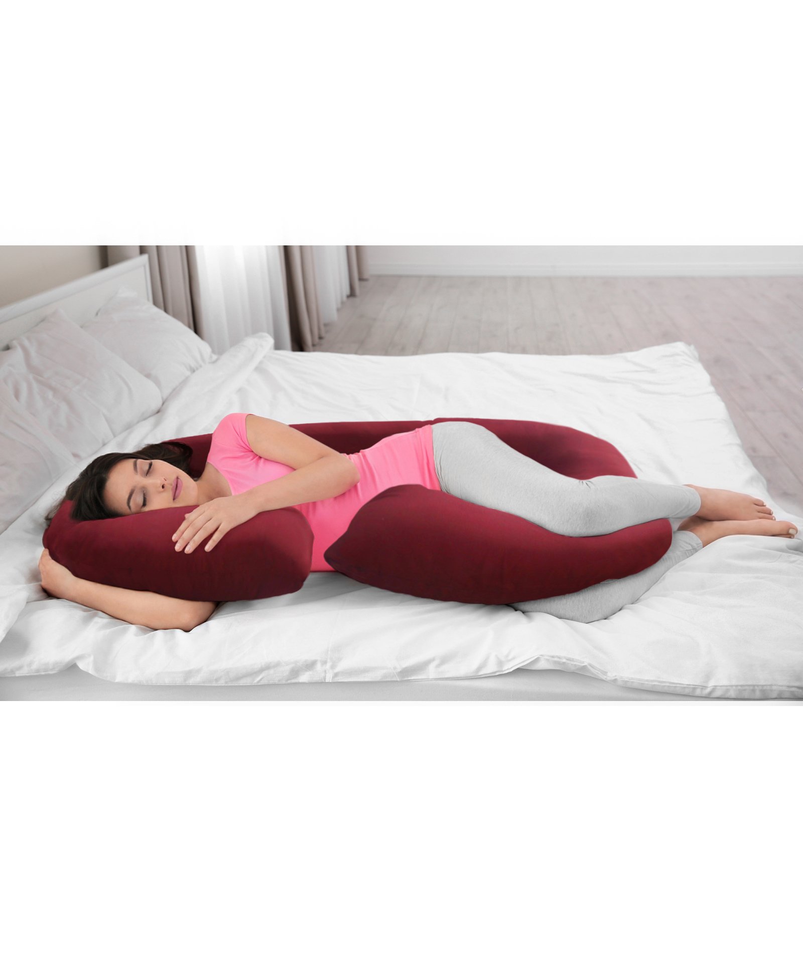 Babyhug Cotton C Shape Maternity Pillow - Maroon