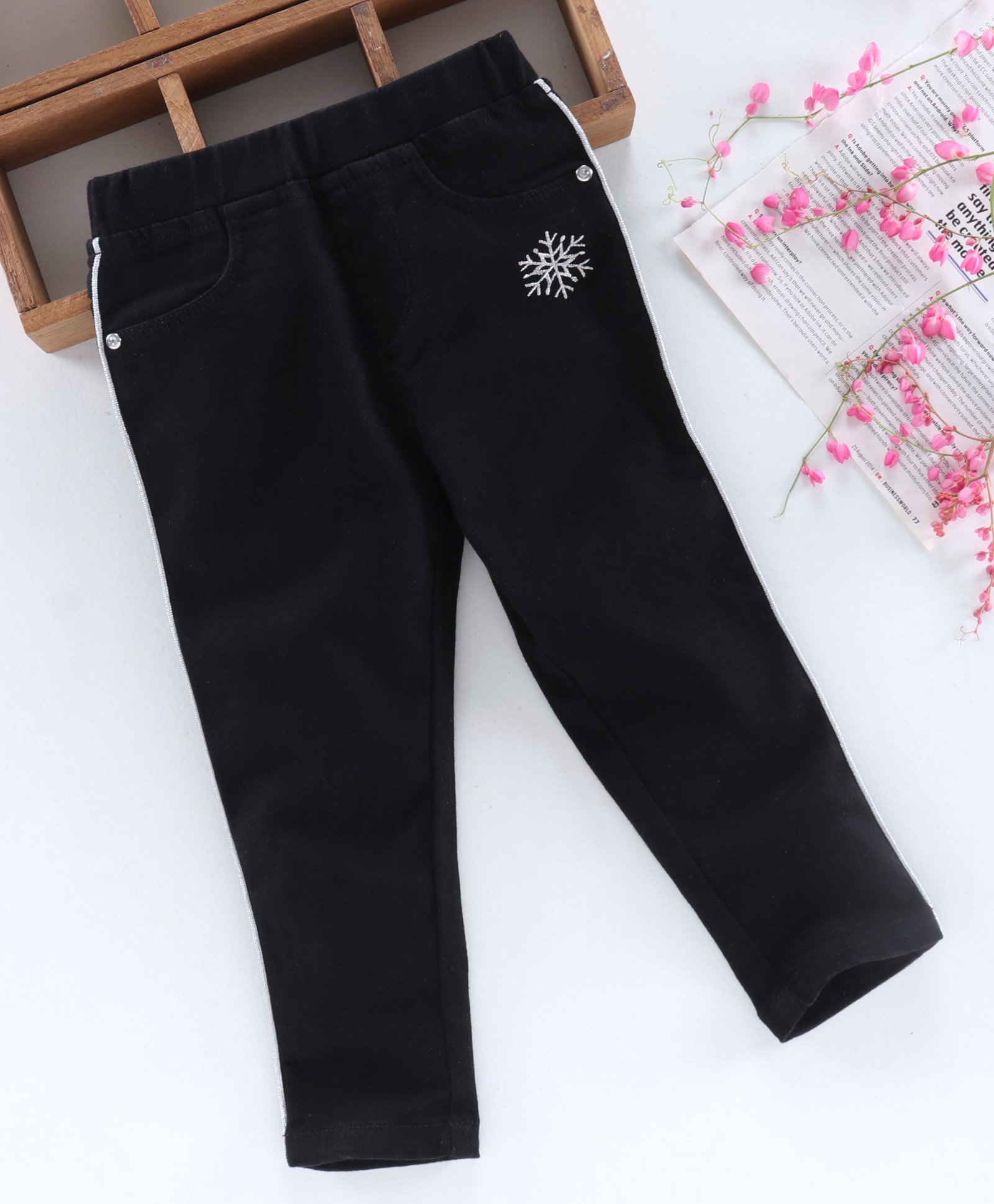 black pull up jeans