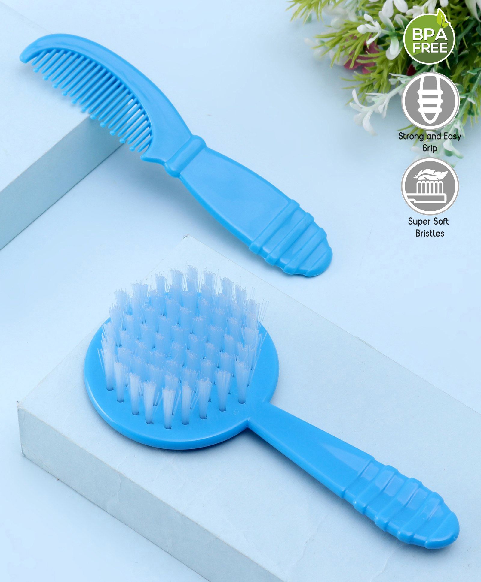Zoe Hair Brush & Comb Grooming Set - Blue-image-44