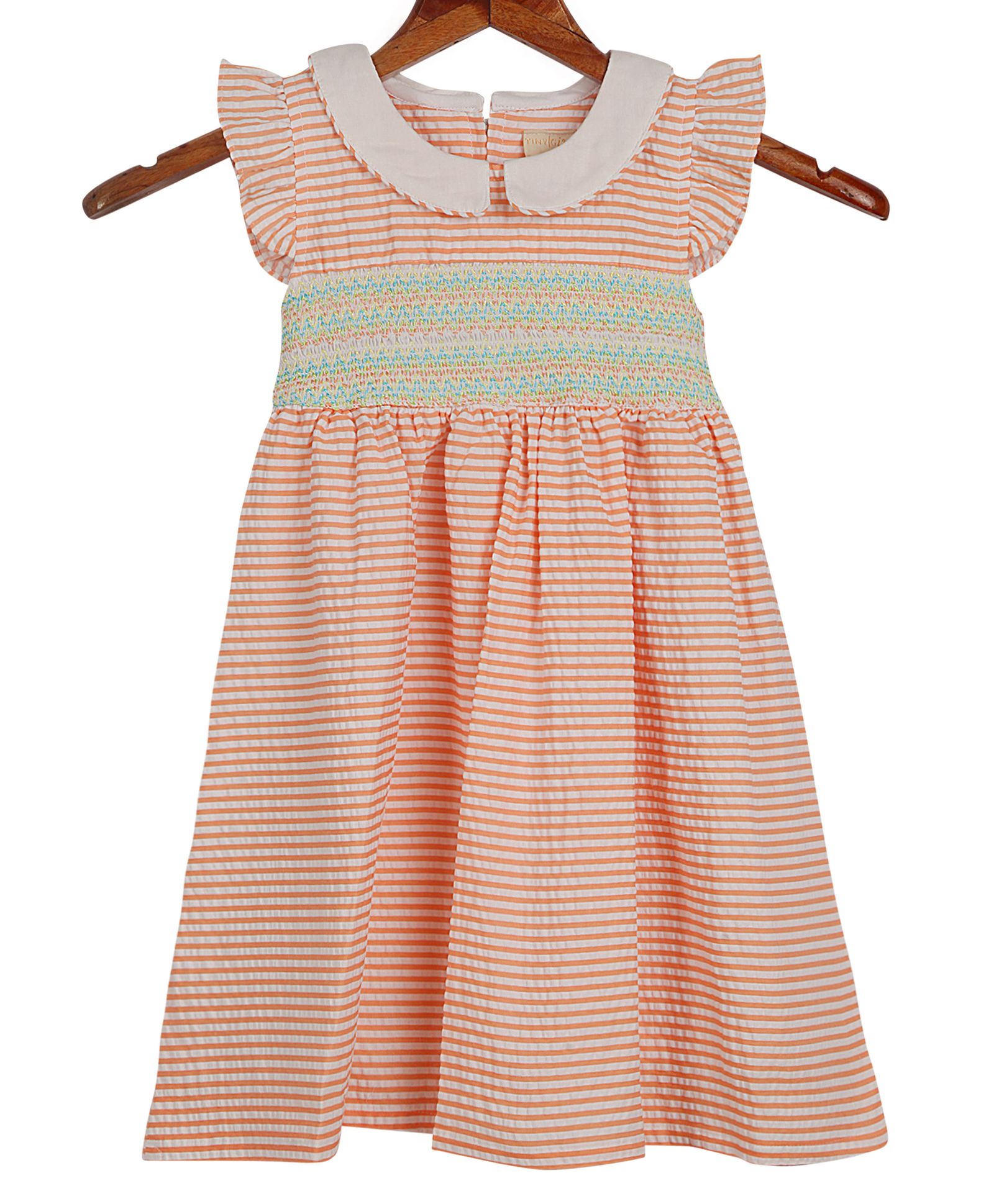 smocked striped dress