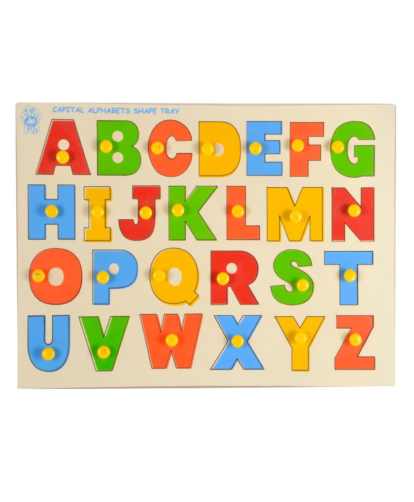 Skillofun - Capital ABC Shape Wooden Tray With Knobs-picture-27