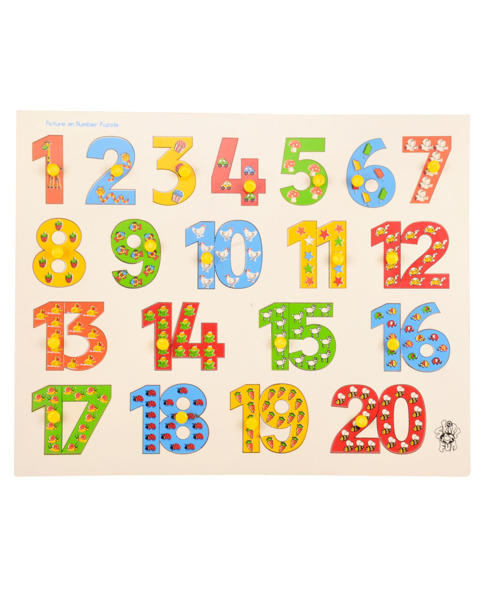 Skillofun Wooden Picture On Number Tray with Knobs 1 to 20-image-12