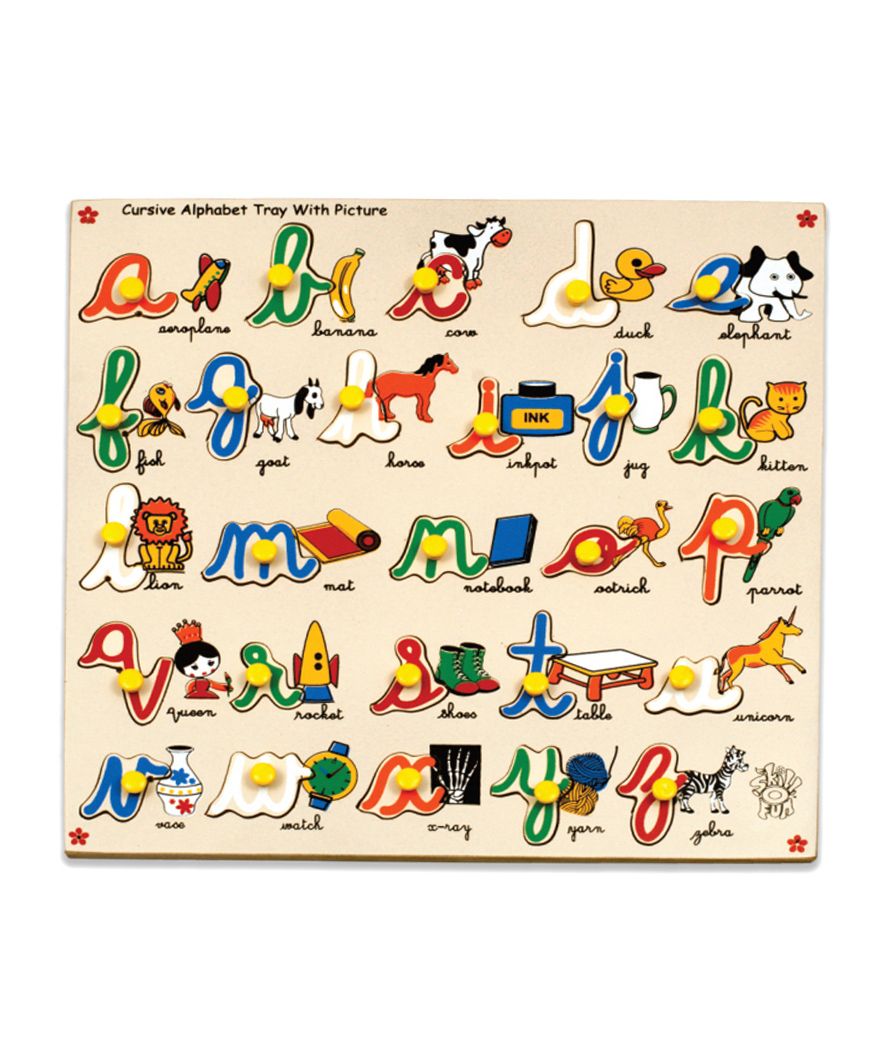 Skillofun - Cursive Alphabet Wooden Tray With Picture-picture-33