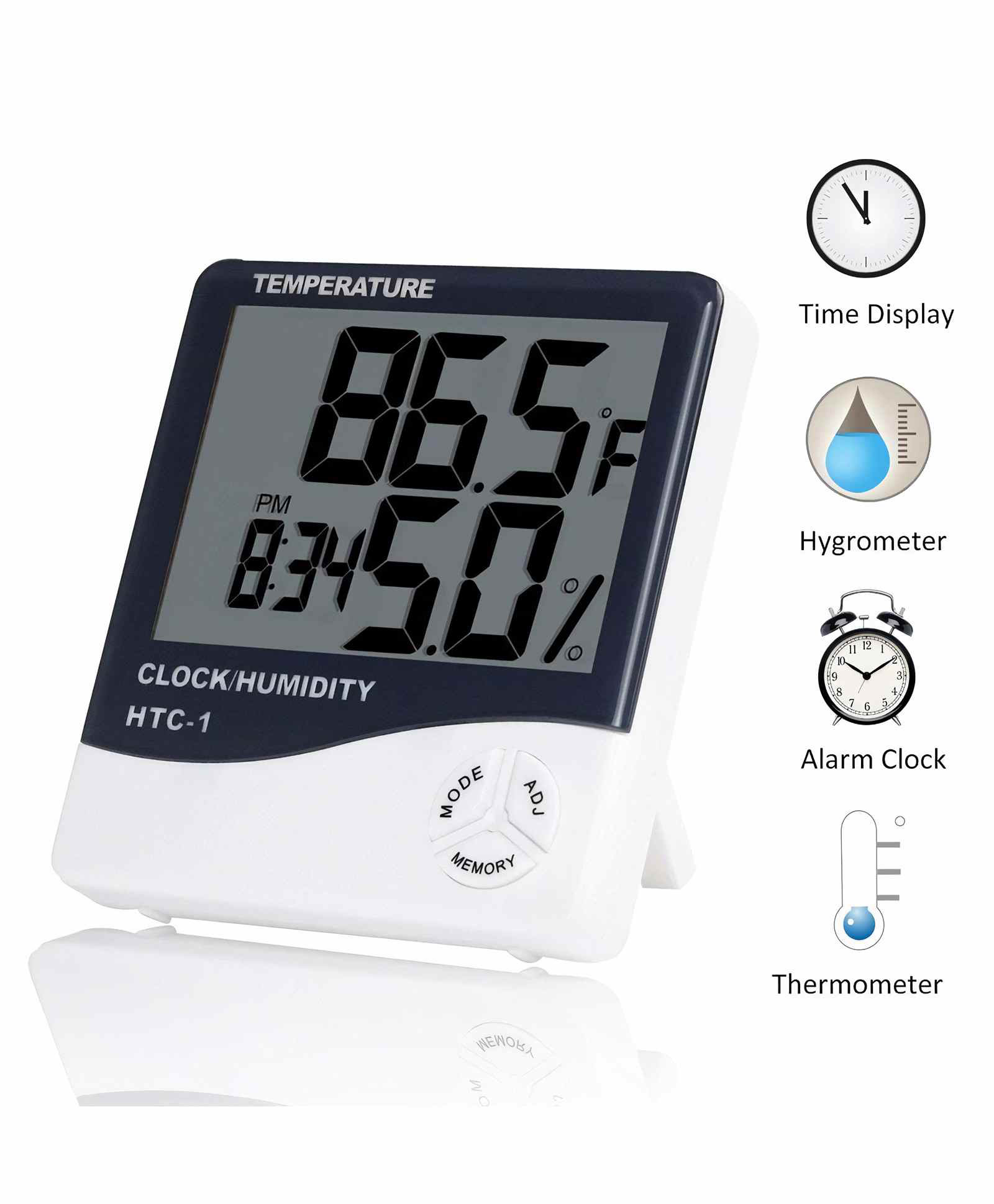 MCP Digital Room Thermometer & Alarm Clock - White-image-2