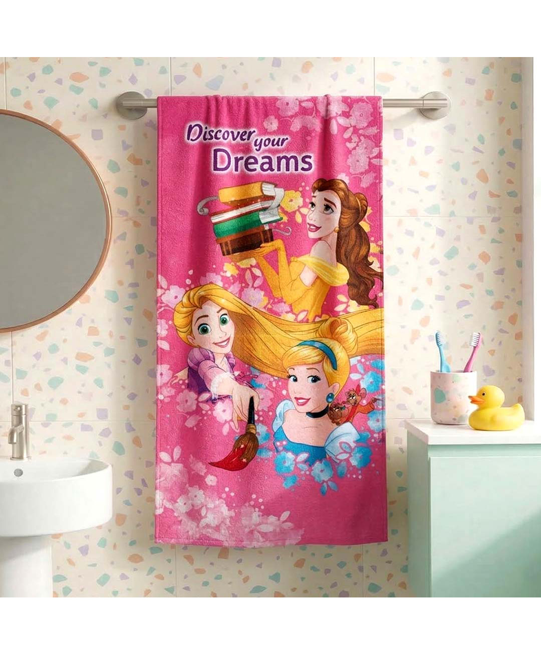 Athom Trendz Disney Princess 100% Cotton Kids Bath Towel - Pink-image-8