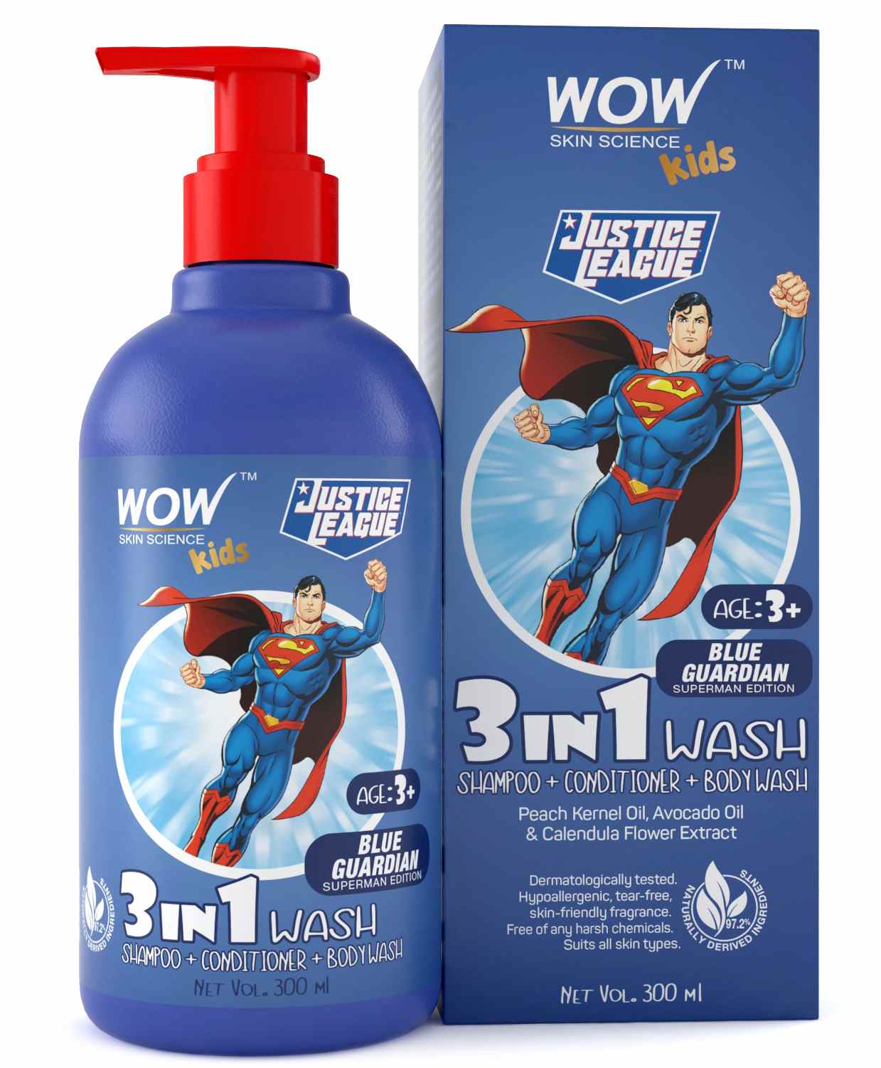 Wow Skin Science Kids Guardian Superman Edition 3 In 1 Shampoo Conditioner Body Wash 300 Ml Online In India Buy At Best Price From Firstcry Com