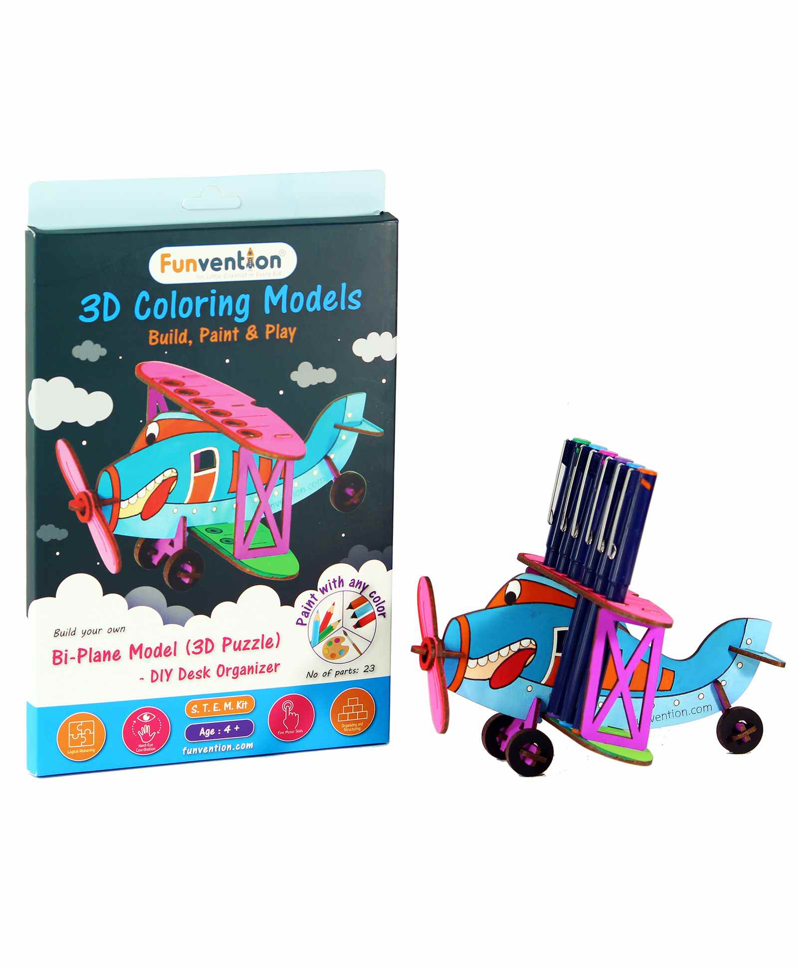 Funvention 3D Coloring Model Bi-Plane DIY Puzzle Toy - Multicolor-picture-13