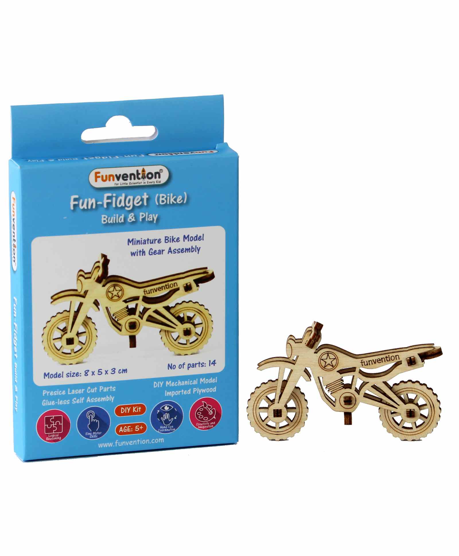 Funvention Fun Fidgets Bike Miniature Mechanical DIY Model Set - Multicolor-image-13