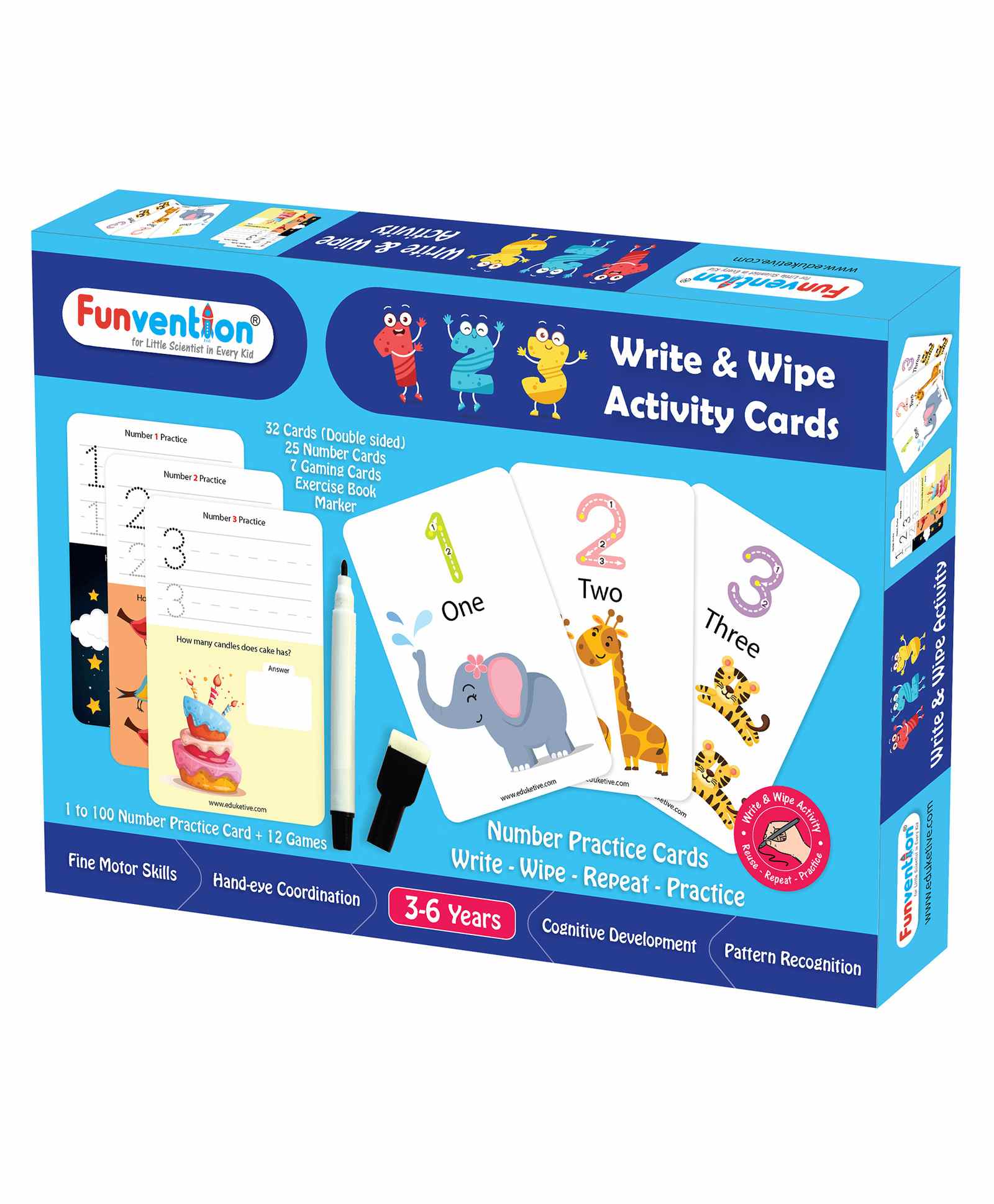 Funvention 123 Numbers Write And Wipe Activity Cards Kit - Multicolour-picture-11