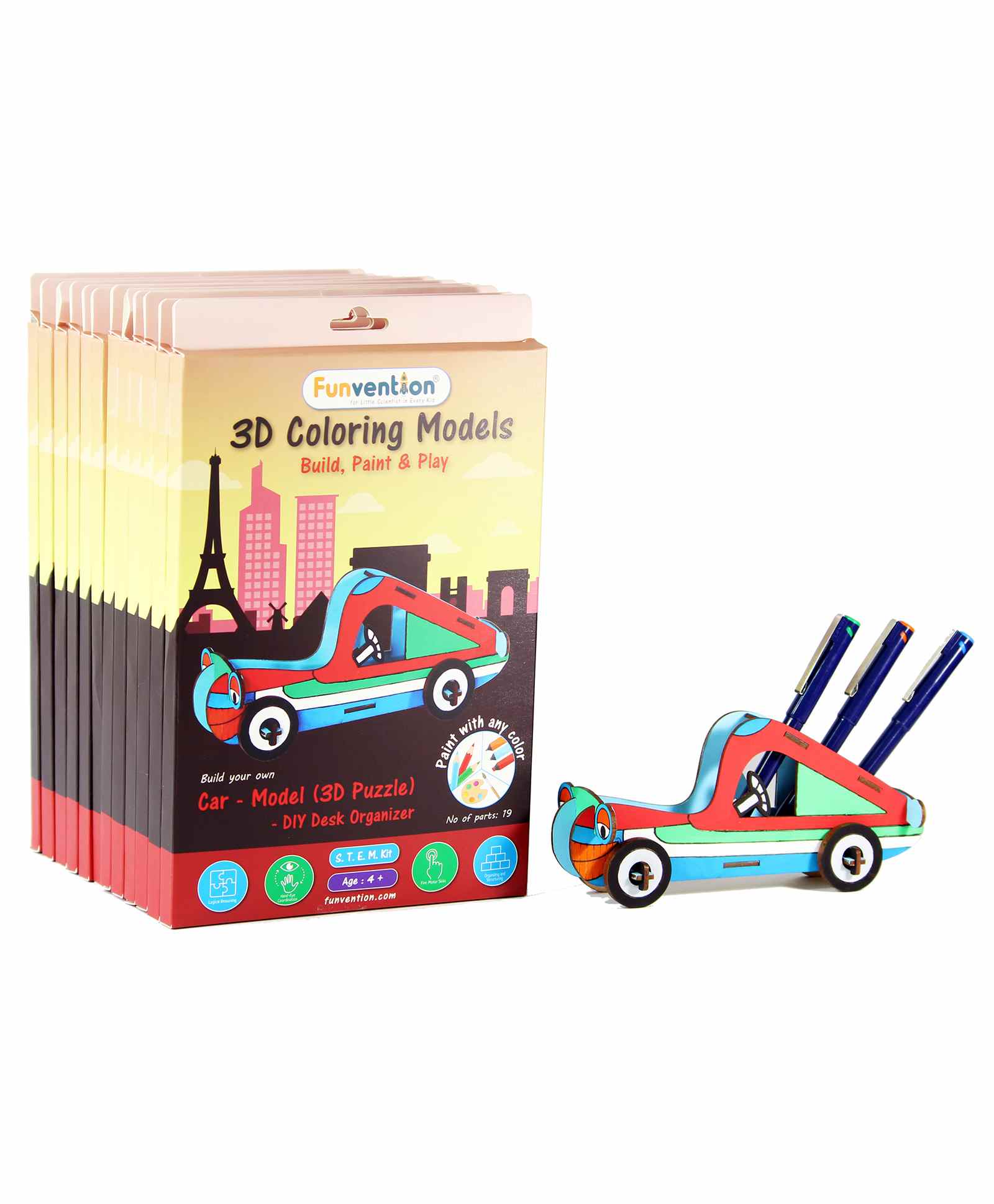 Funvention 3D Build & Colour Car Model Making Set of 12 - Multicolour  Online India, Buy Educational Games for (4-8 Years) at FirstCry.com -  8144671