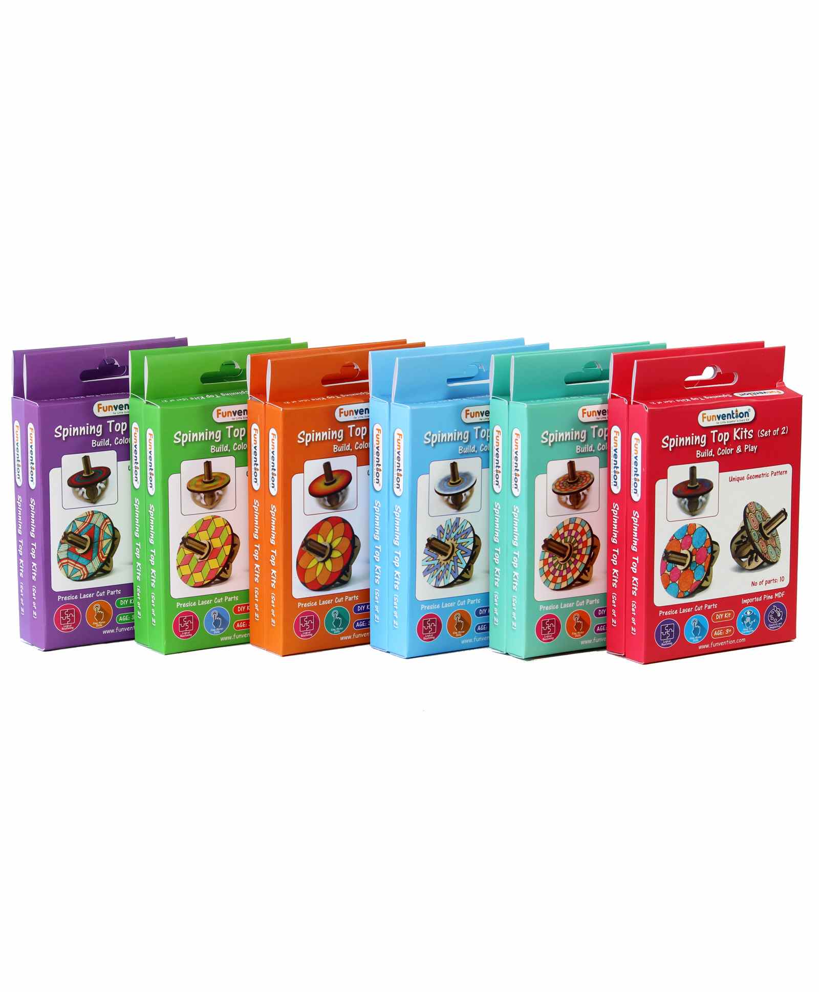 Funvention DIY Spinning Tops Geometric Patterns Multicolor  - Pack of 12-image-2