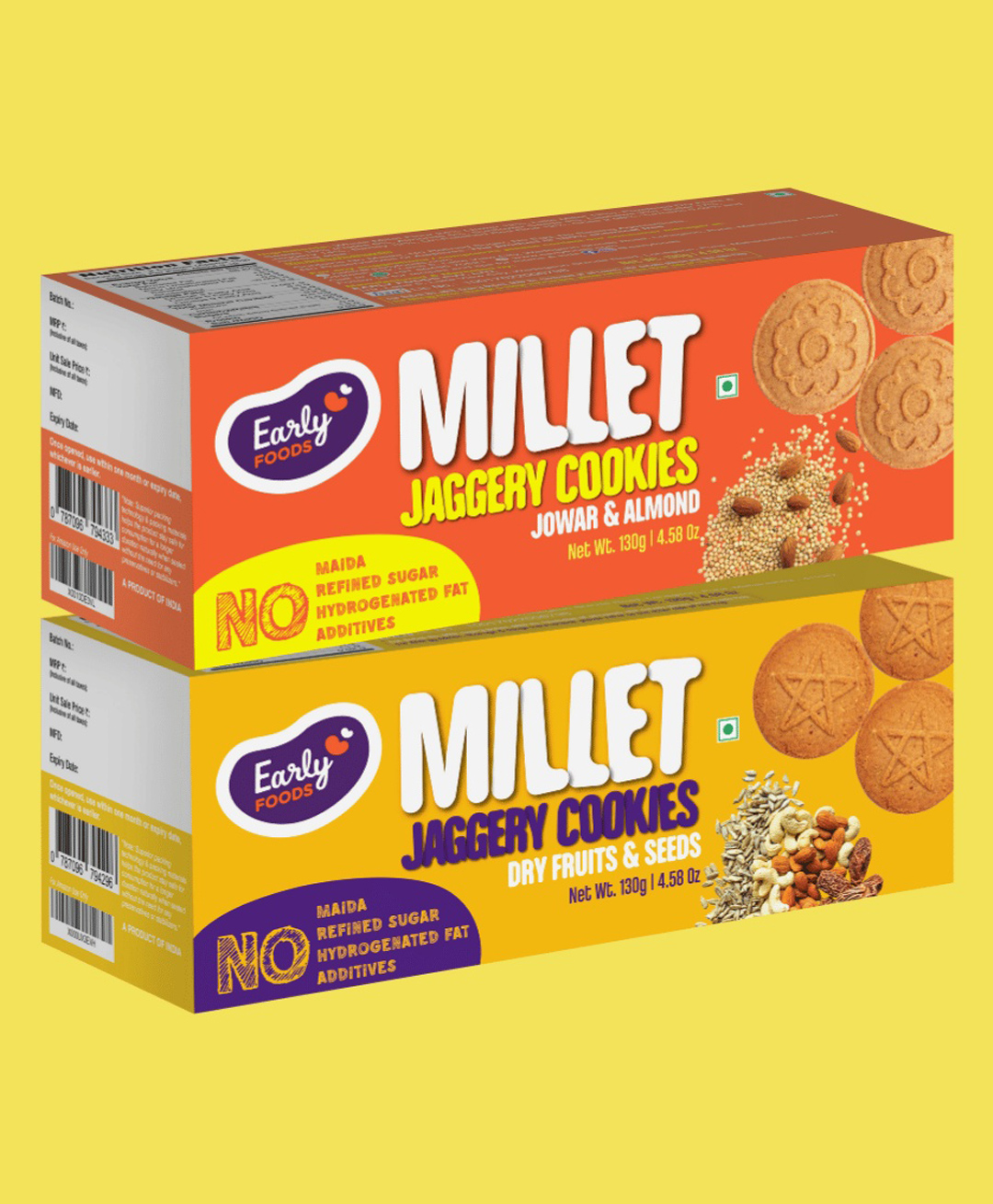 Early Food Jowar & Dry Fruit Jaggery Cookies Pack - Organic Sweetened, Preservative-Free, 8M-3Y - 300gm-image-4