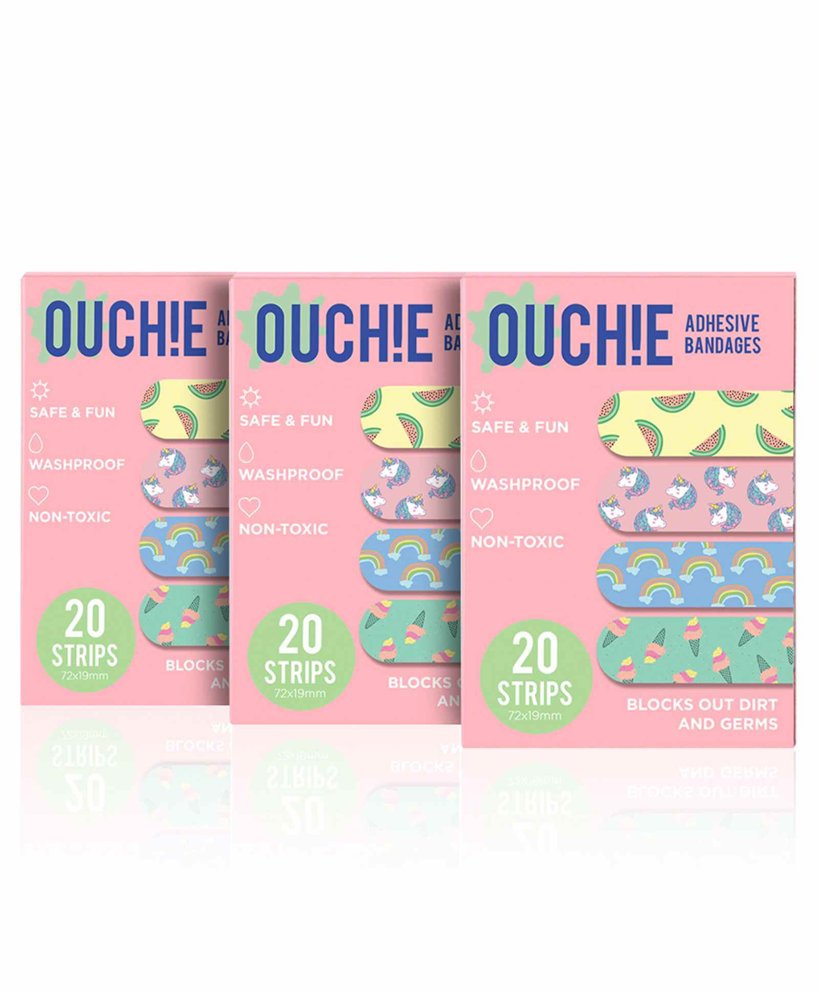 Aya Papaya Ouchie Non-Toxic Printed Bandages Pack of 3 - 20 Bandages each-image-4