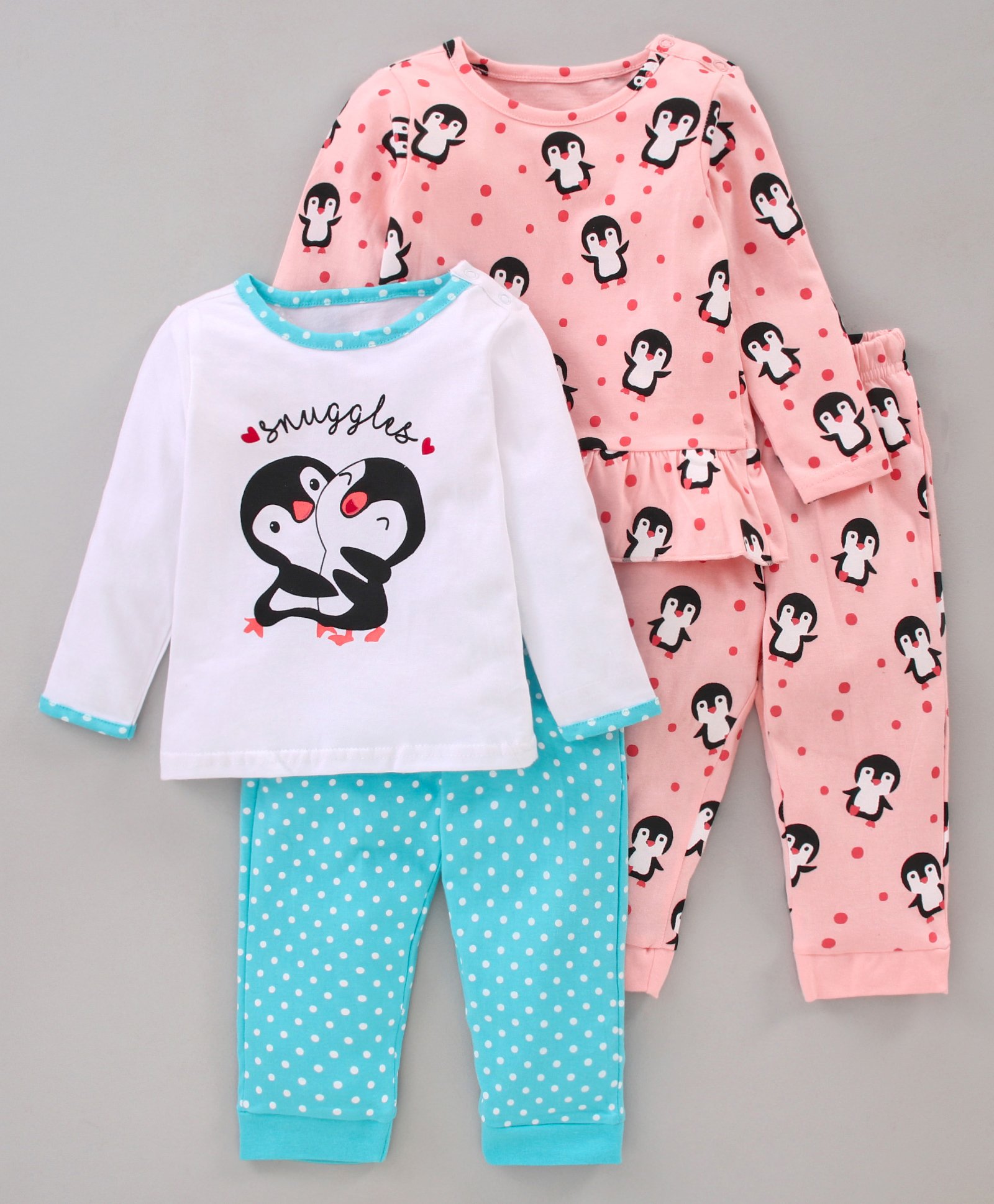 Babyoye Full Sleeves T-shirt and Pyjama Nightsuit Pack of 2 - Pink-image-38