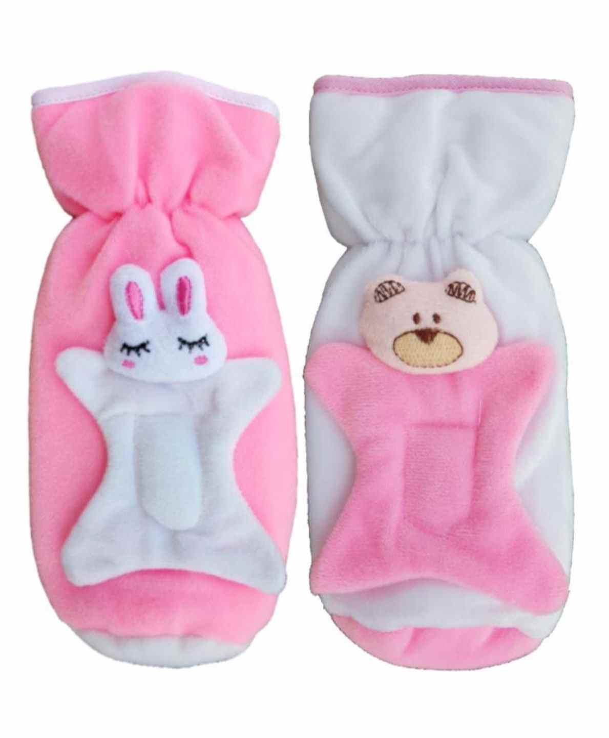 Brandonn Velvet Shearing Soft Bottle Cover With Motif Pink Pack of 2 - Fits up to 250 ml-picture-12