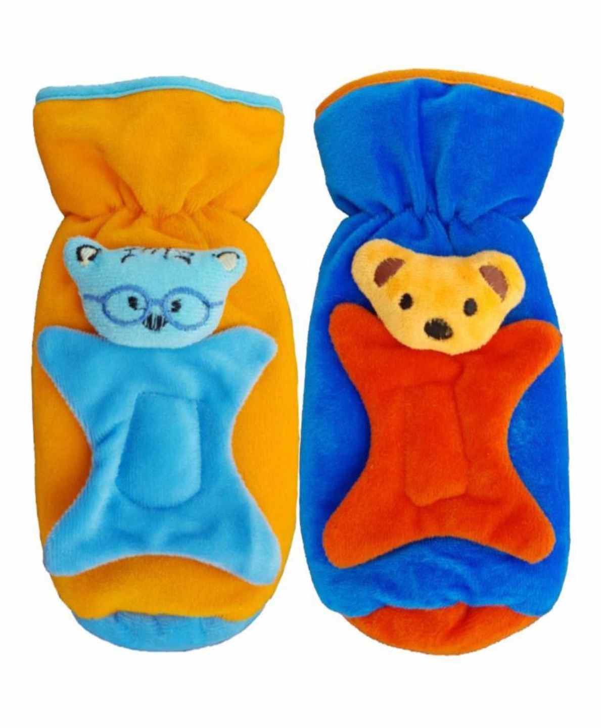 Brandonn Velvet Shearing Soft Bottle Cover With Motif Orange Blue Pack of 2 - Fits up to 250 ml-picture-8