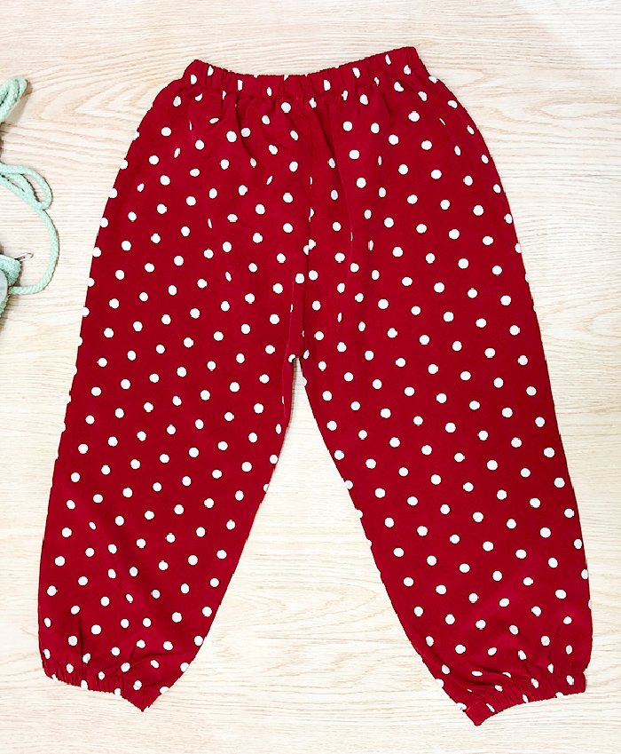 Kookie Kids Full Length Lounge Pant Polka Dot Print - Red-picture-15