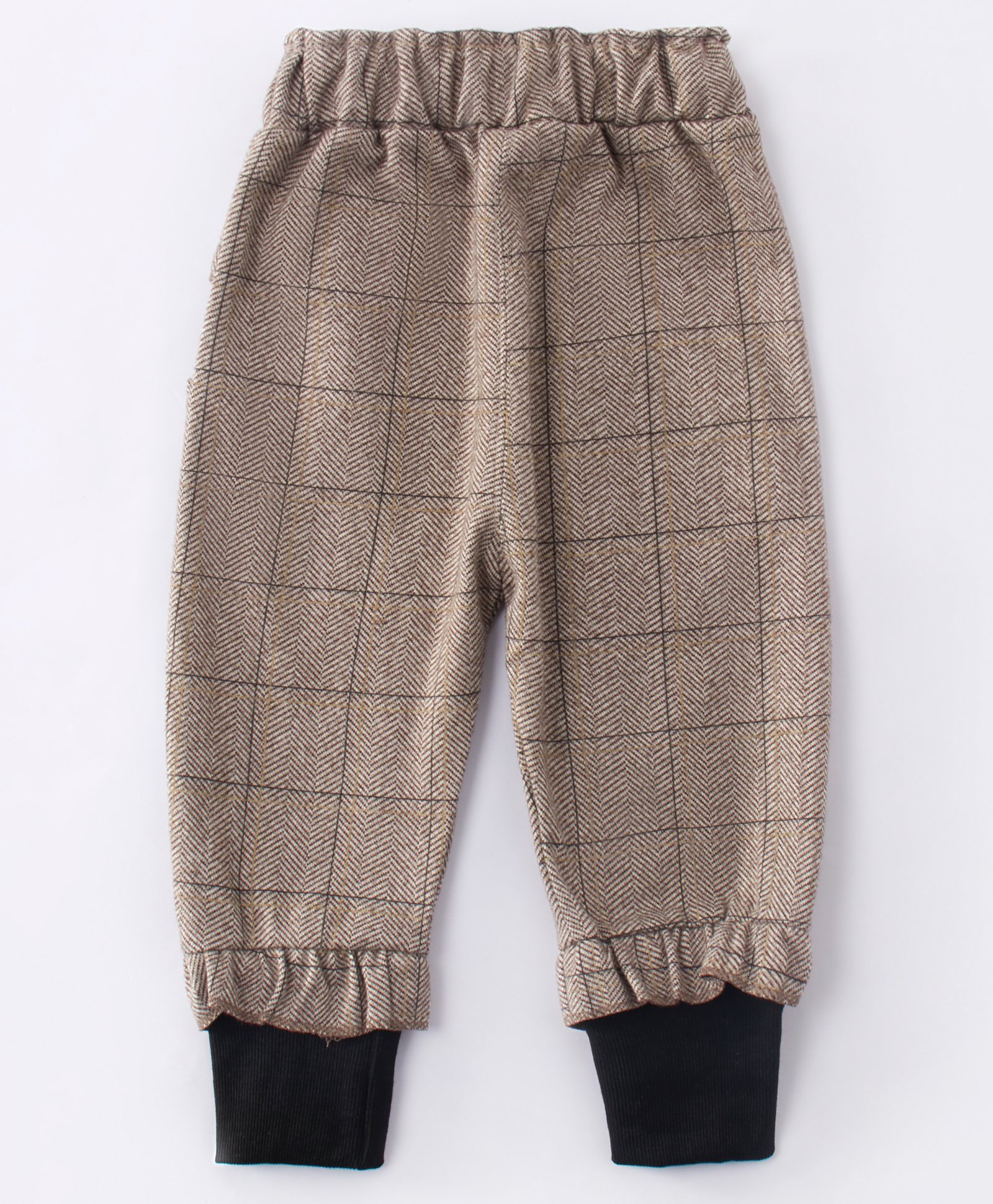 Kookie Kids Full Length Checked Lounge Pant with Teddy Attached - Brown-image-30