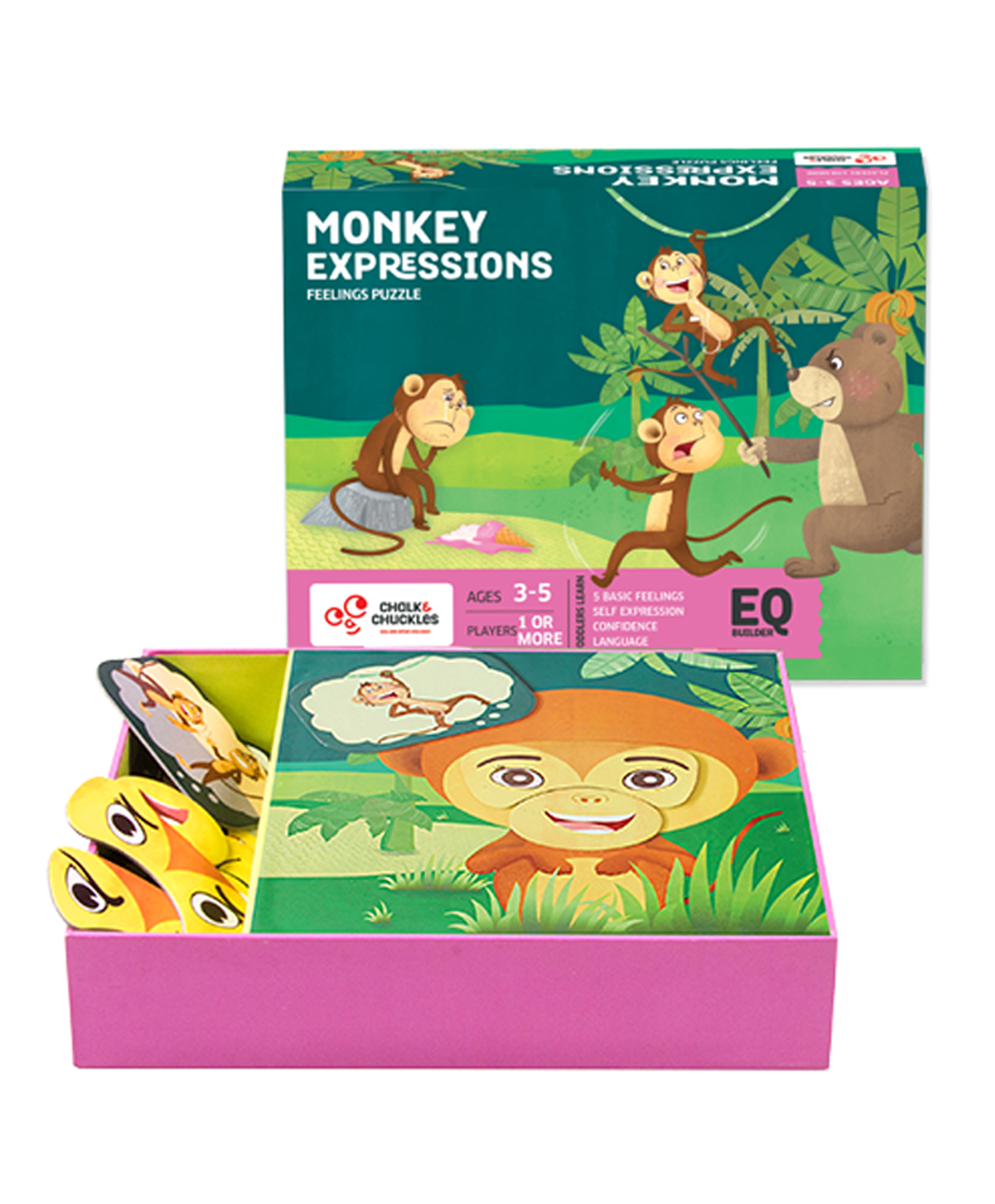 chalk and chuckles Chalk & Chuckles Monkey Expressions Preschooler Feelings Puzzle - Multicolor-picture-24