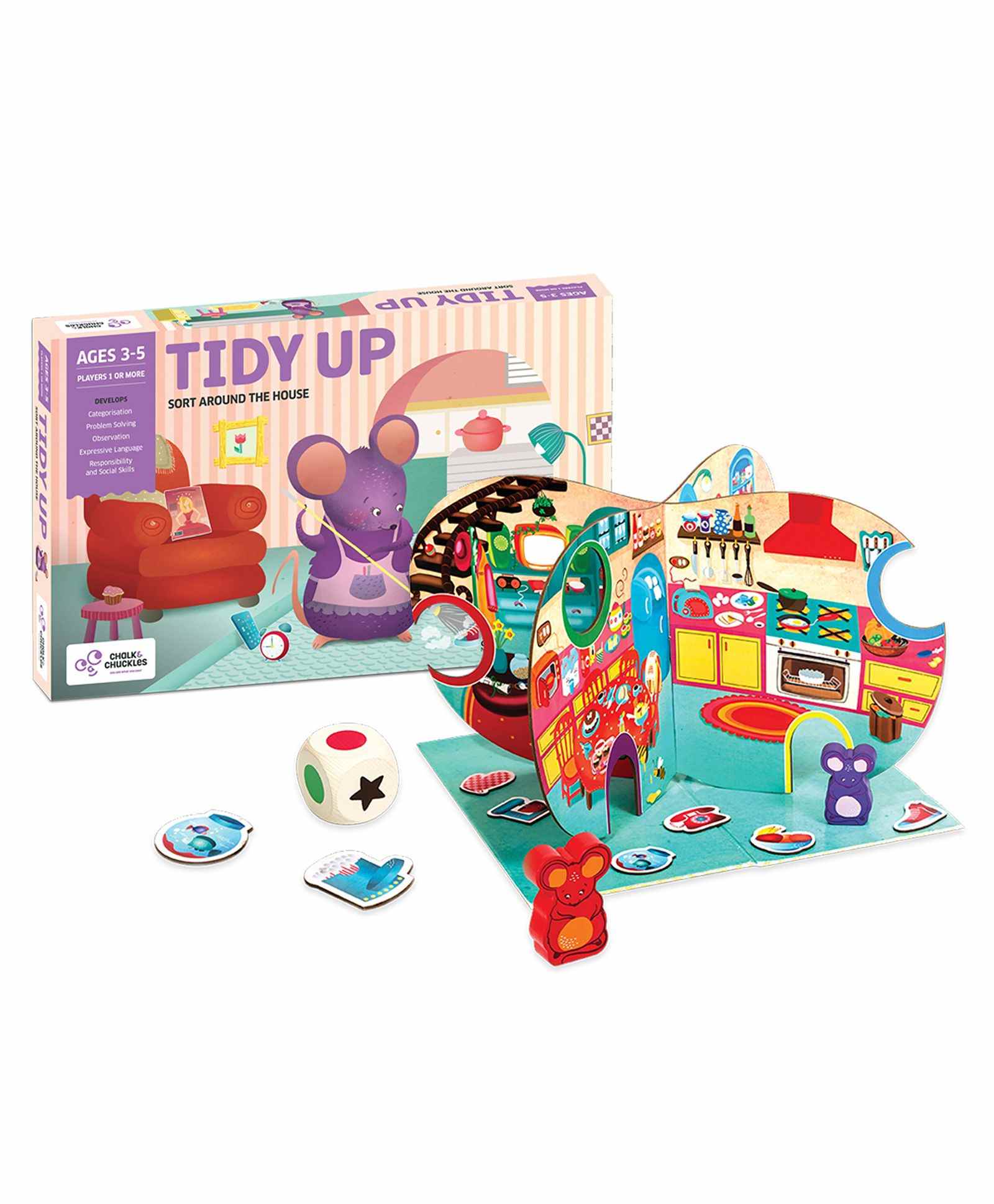 Chalk and Chuckles Tidy Up, Sort around the House Board Game - Multicolor-picture-25