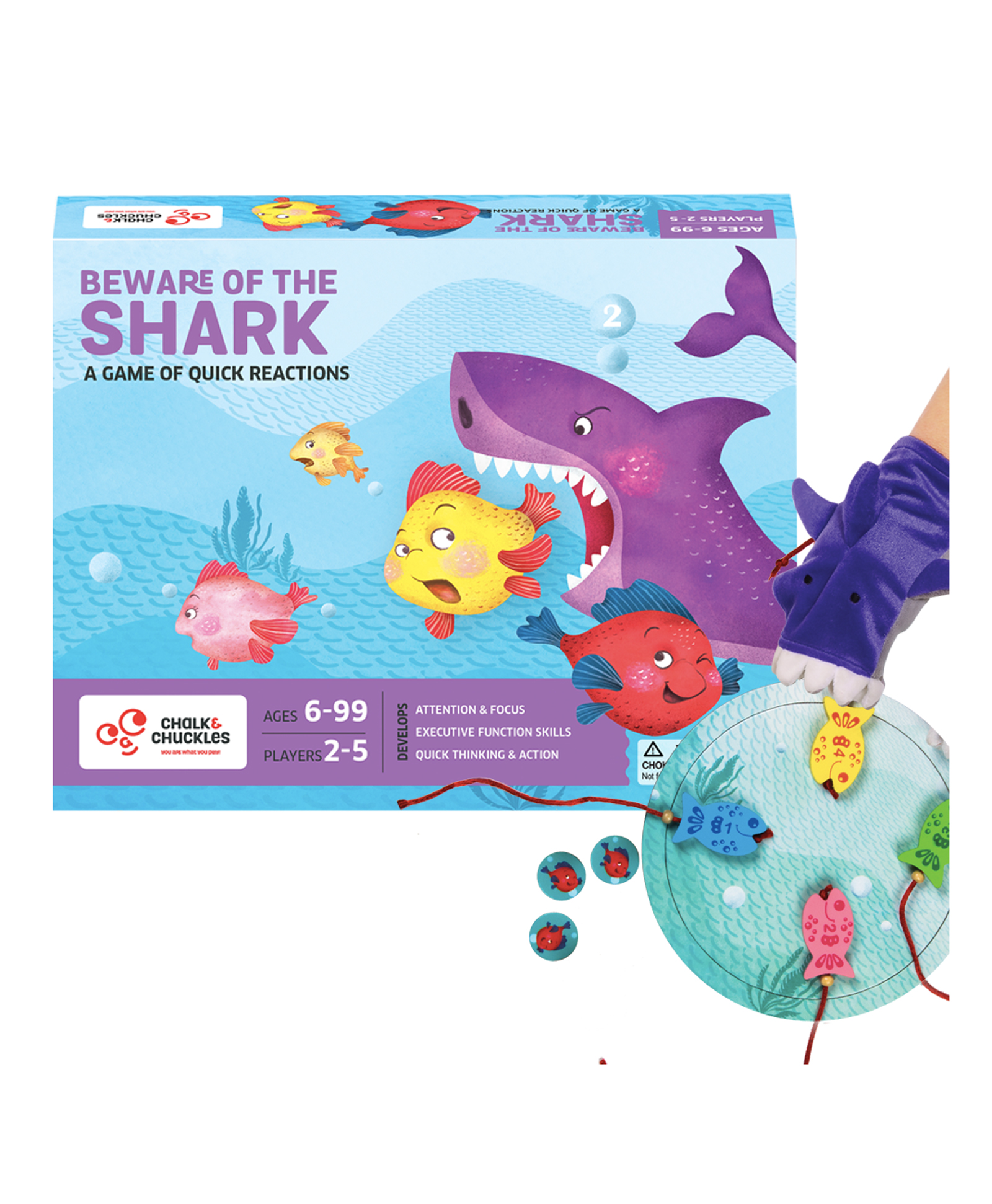 Chalk and Chuckles Beware of The Shark Rapid Reflex Board Game - Multicolor-picture-17