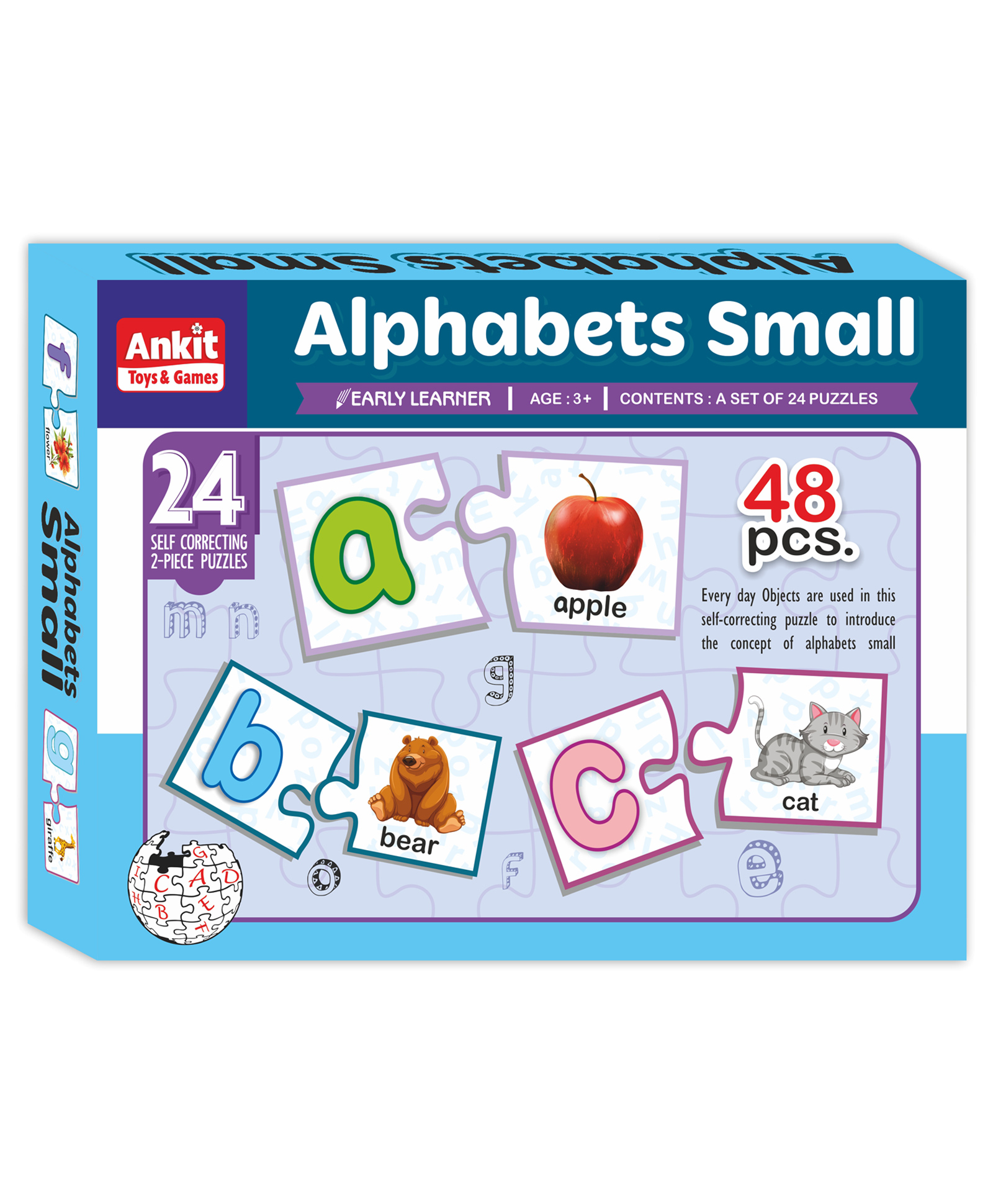 ankit toys & games Ankit Toys Alphabets Small Educational Jigsaw Puzzle Multicolor Set of 24 - 48 Pieces-picture-27