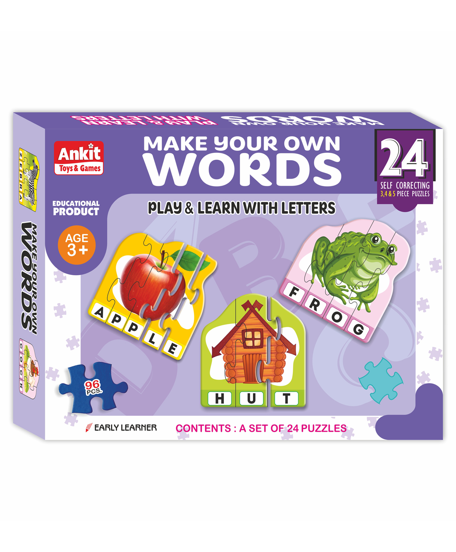 ankit toys & games Ankit Toys Words Spelling Educational Jigsaw Puzzle Multicolor Set of 24 - 96 Pieces-picture-26