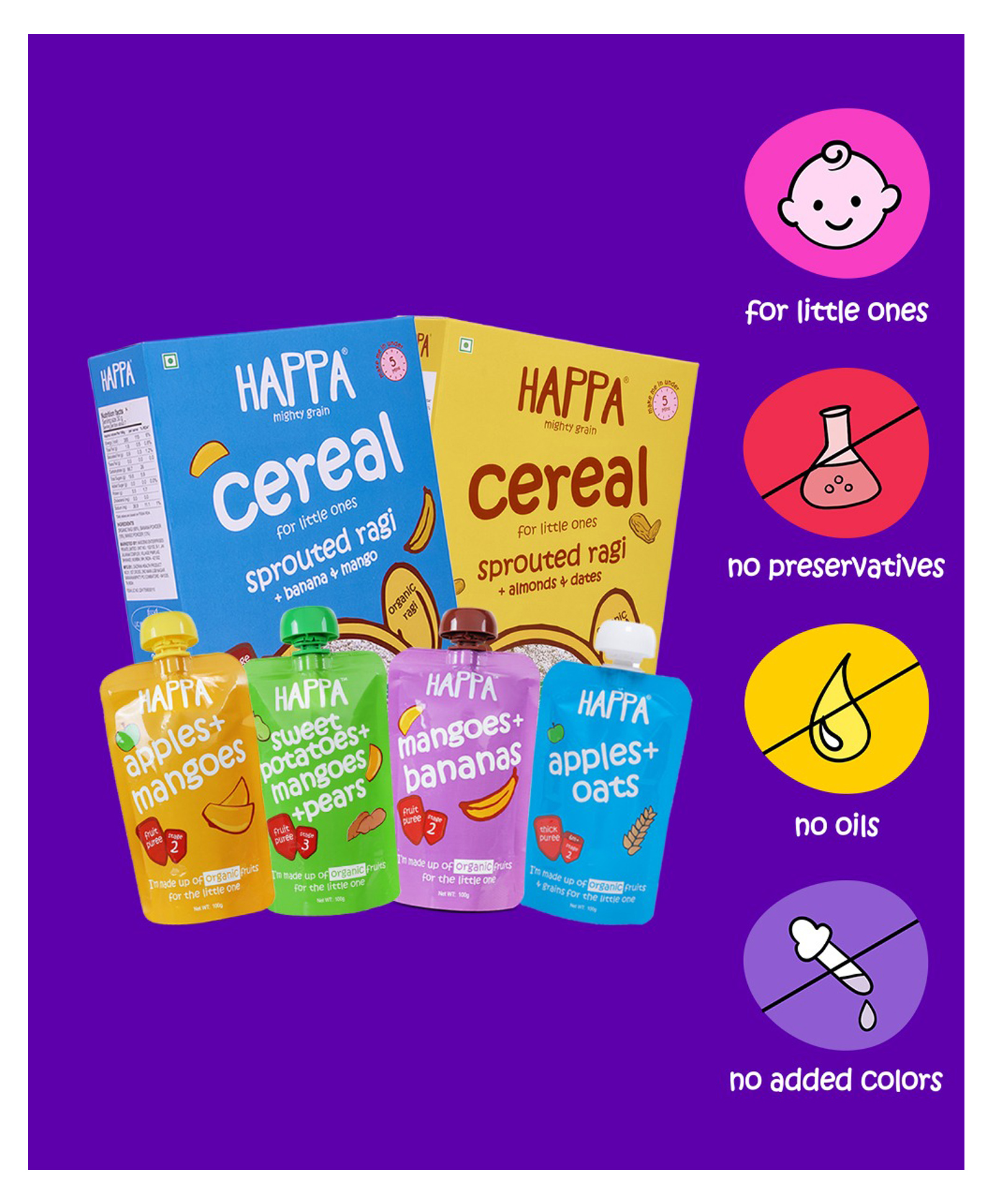 Happa Organic Porridge and Puree Combo Pack of 6 - 200 g and 100 g Each-image-11