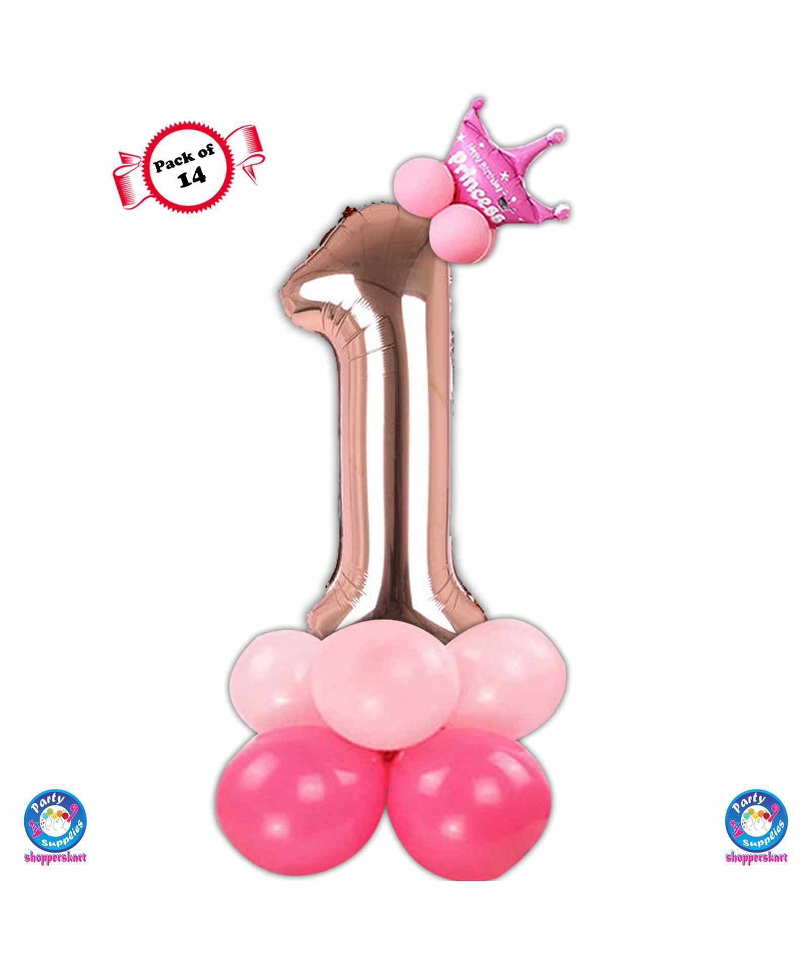 Shopperskart First Birthday Balloon Decoration Kit Rose Gold - Pack of 14-image-21