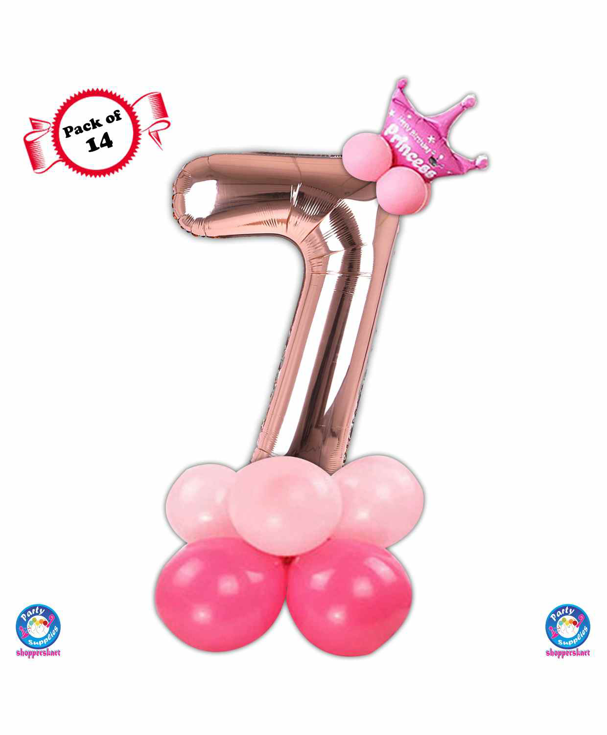 Shopperskart Seventh Birthday Balloon Decoration Kit Rose Gold - Pack of 14-image-25