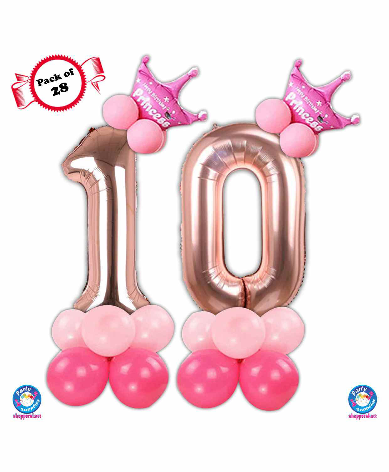 Shopperskart Tenth Birthday Balloon Decoration Kit Rose Gold - Pack of 28-image-24