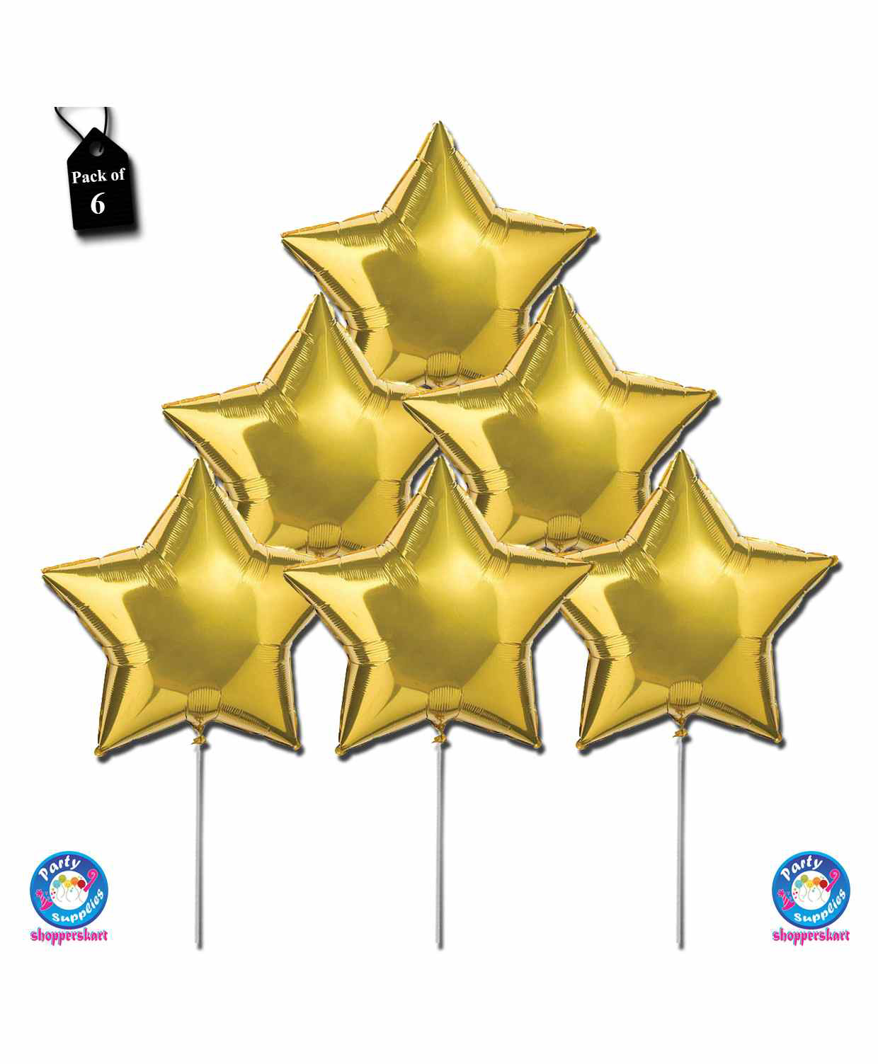 Shopperskart Star Shape Foil Balloon Golden - Pack of 6-image-32