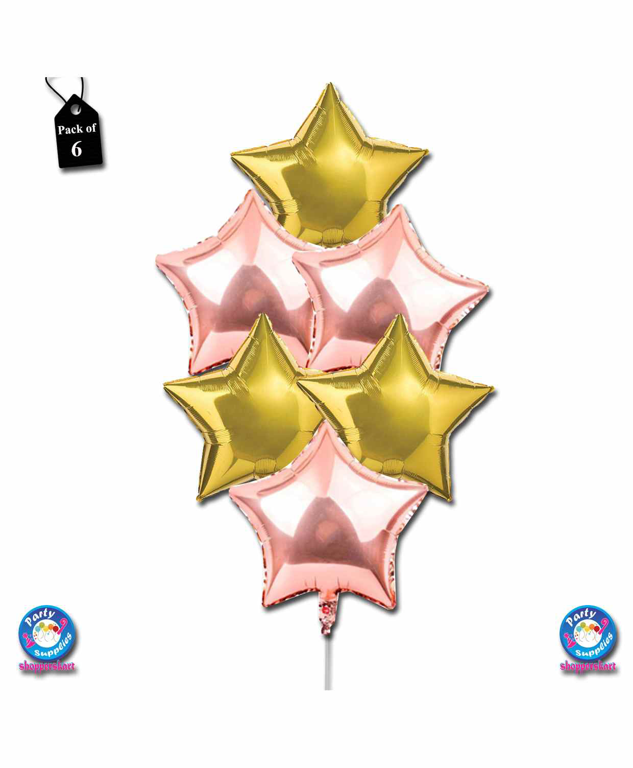 Shopperskart Star Shape Foil Balloon Light Pink & Golden - Pack of 6-image-29