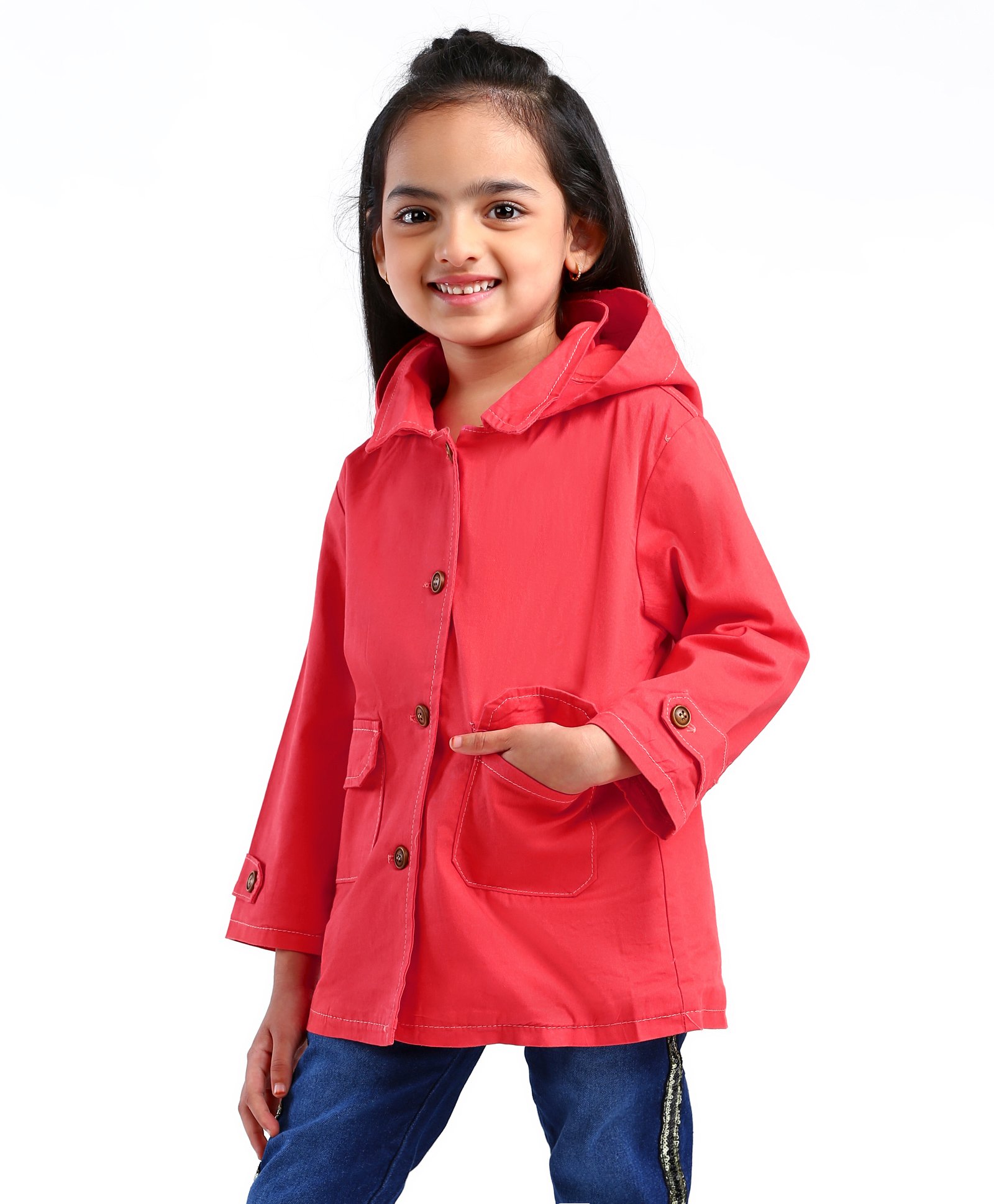 Kookie Kids Full Sleeves Solid Color Jacket - Red Pink-image-4
