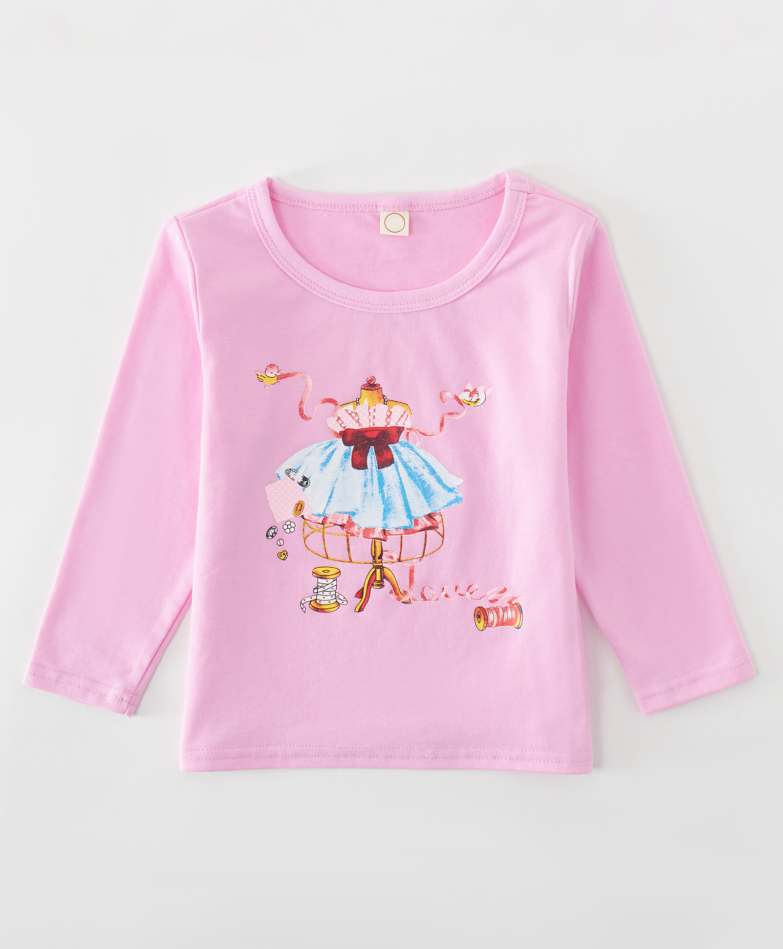 Kookie Kids Full Sleeves Tee Dress Print - Pink-image-2