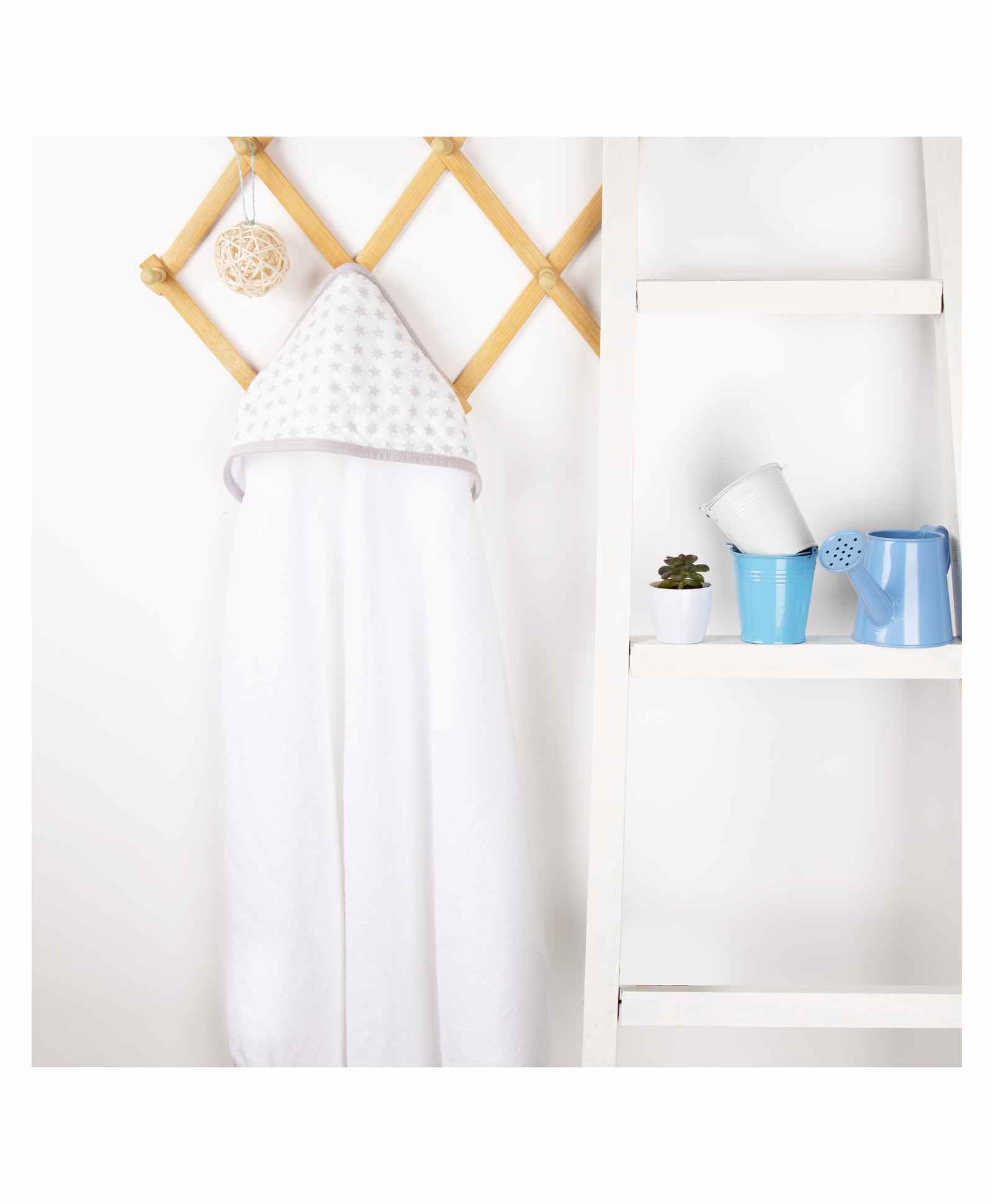 Kicks & Crawl Star & Shine Muslin Hooded Towel - White Grey-picture-14