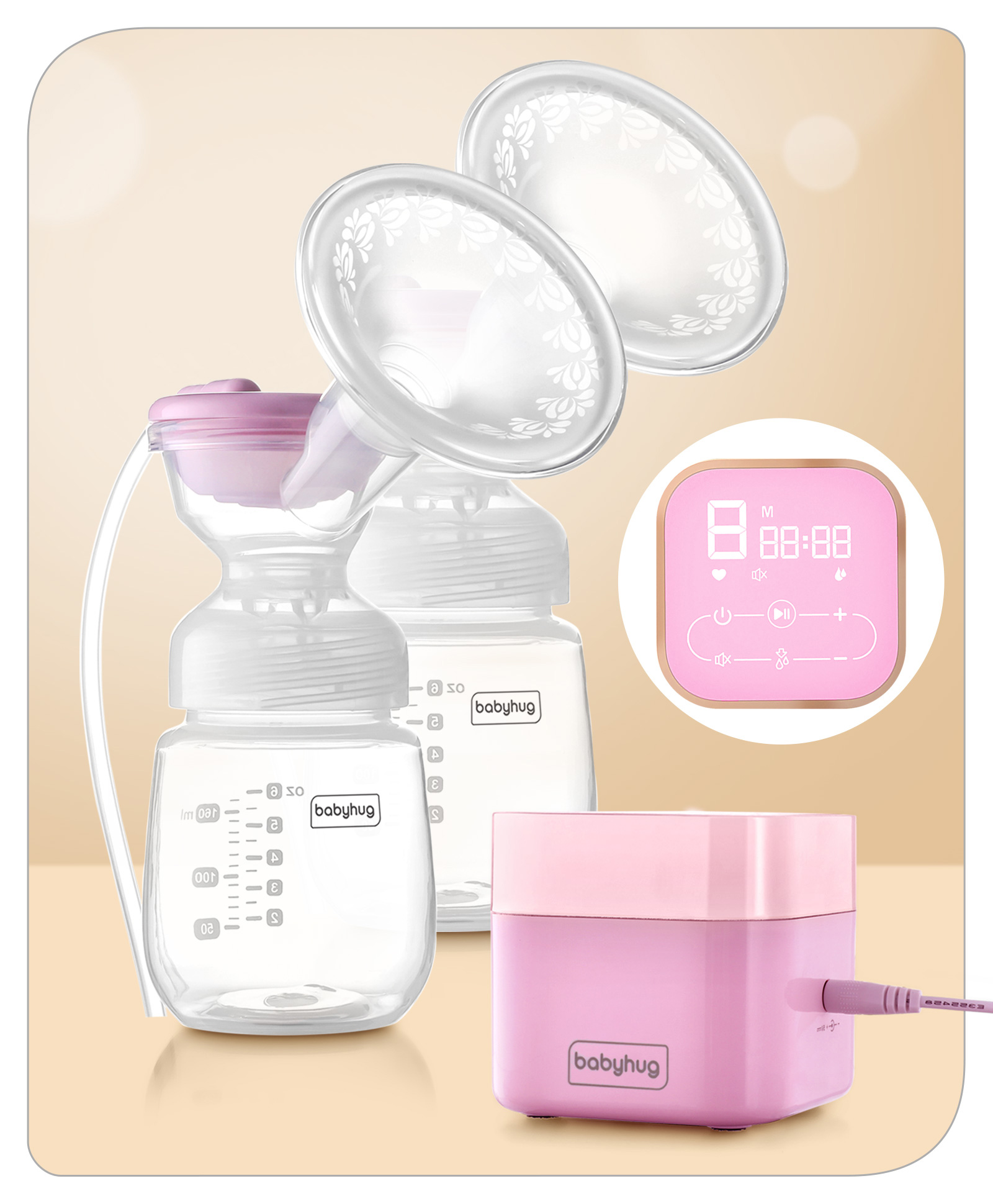 Babyhug Double Breast Pump - Pink & White-image-41