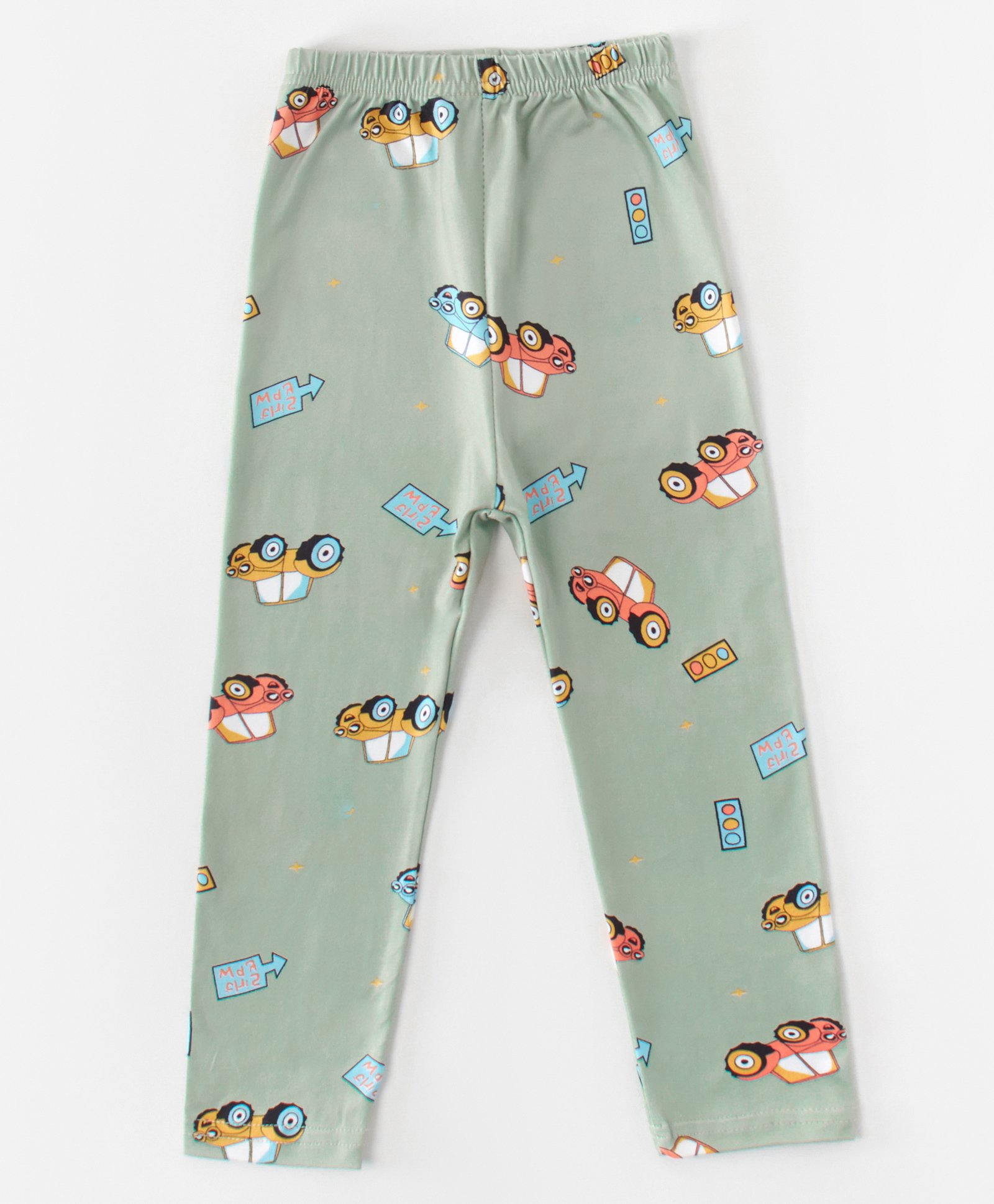 Kookie Kids Full Length Leggings Car Print - Green-image-14